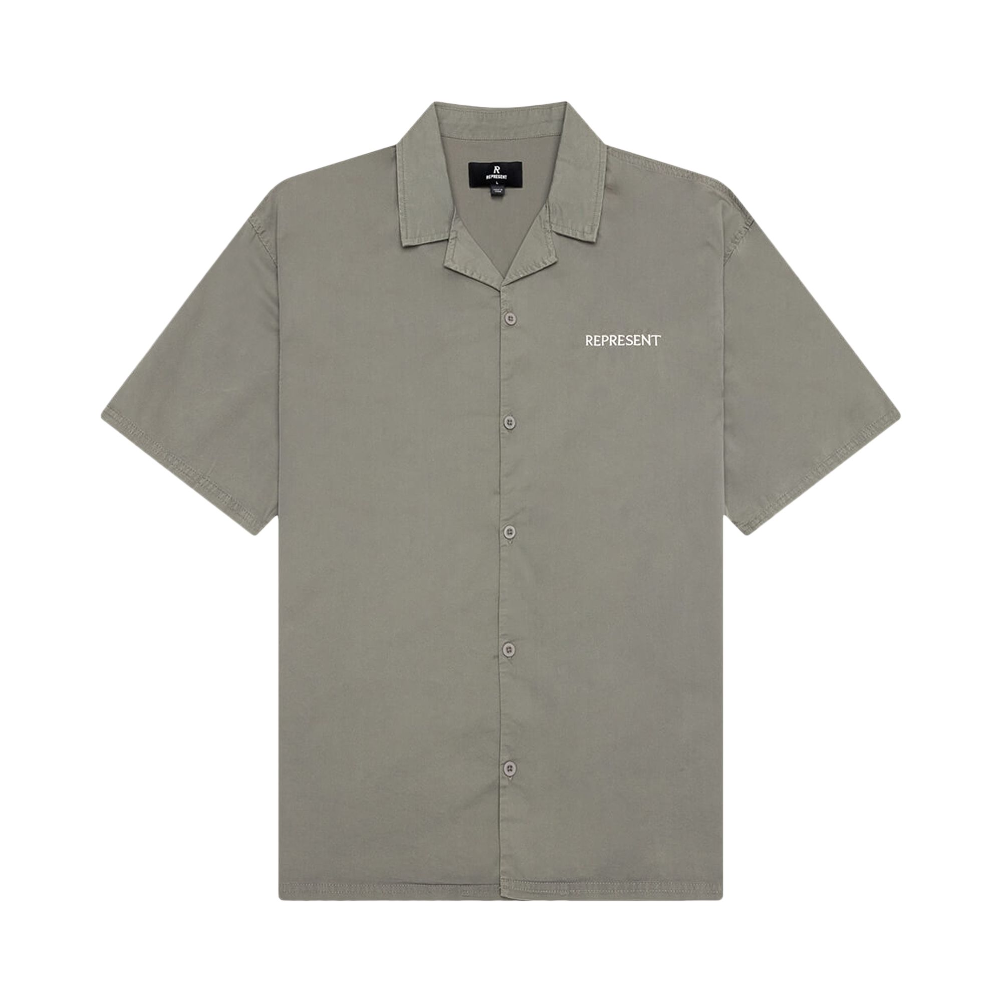 Pre-owned Represent Clo Script Camp Collar Shirt 'washed Khaki' | Green | Men's Size M
