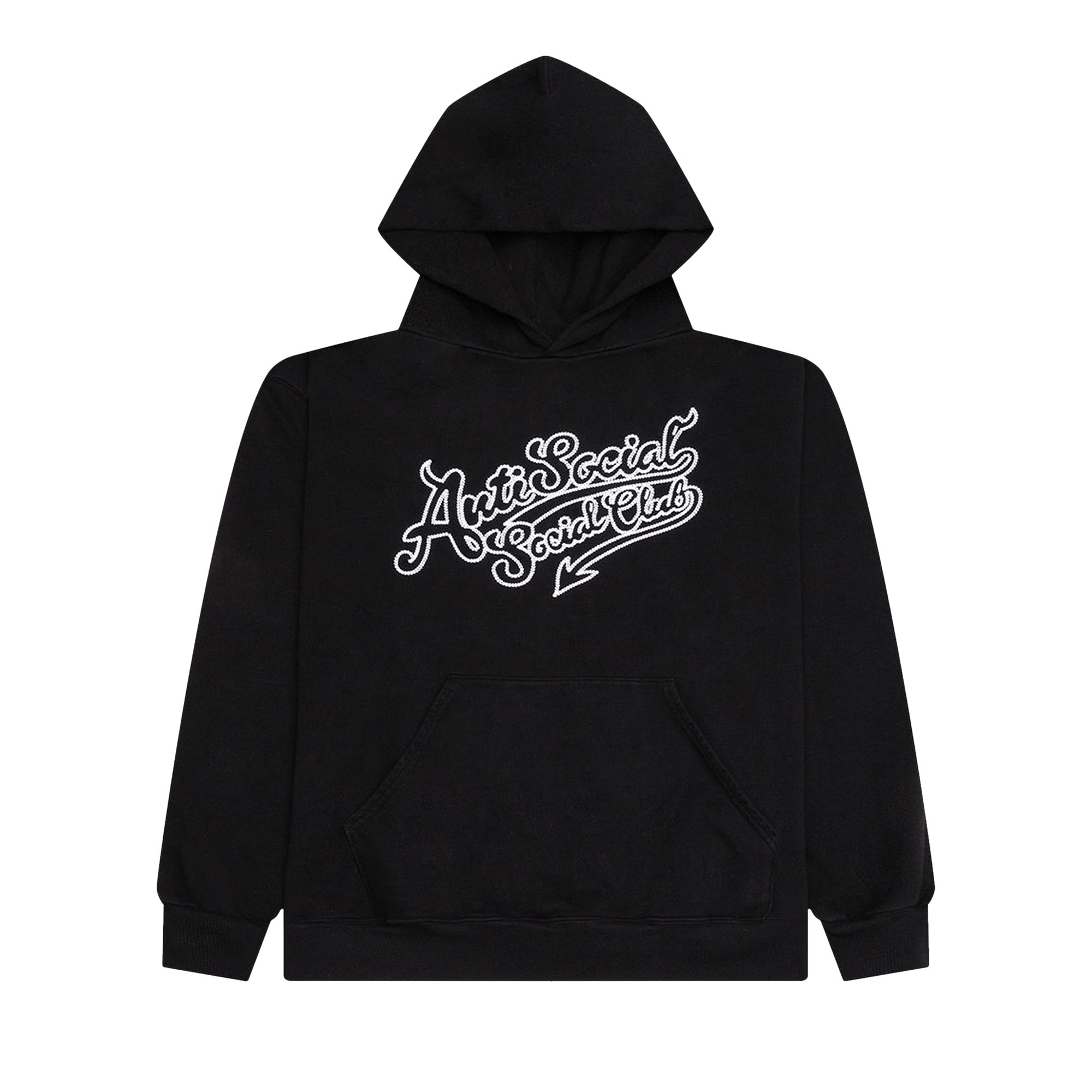 Pre-owned Anti Social Social Club Script Club Hoodie 'black' | Men's Size Xl
