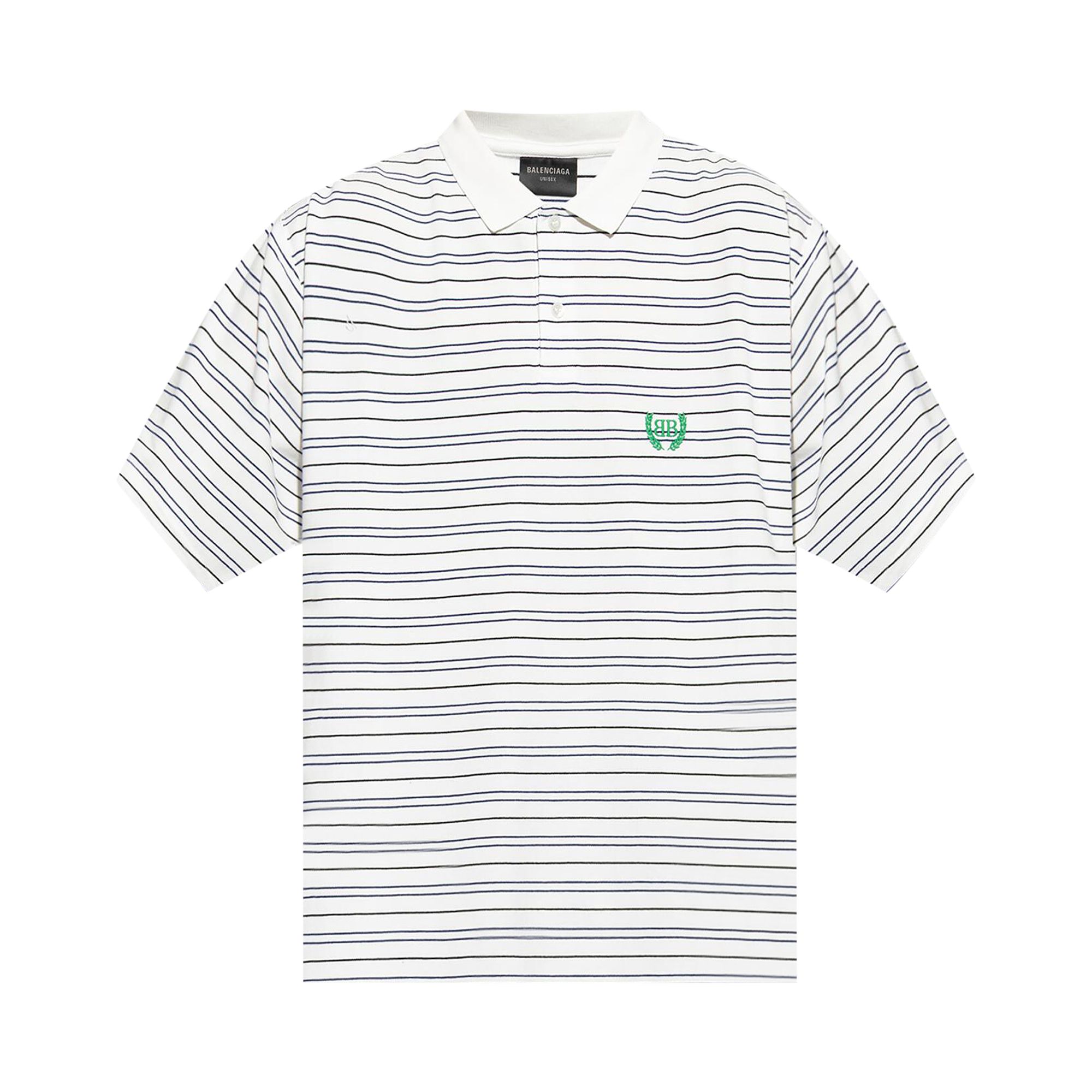 Pre-owned Balenciaga Striped Polo Shirt 'white/blue' | Men's Size M