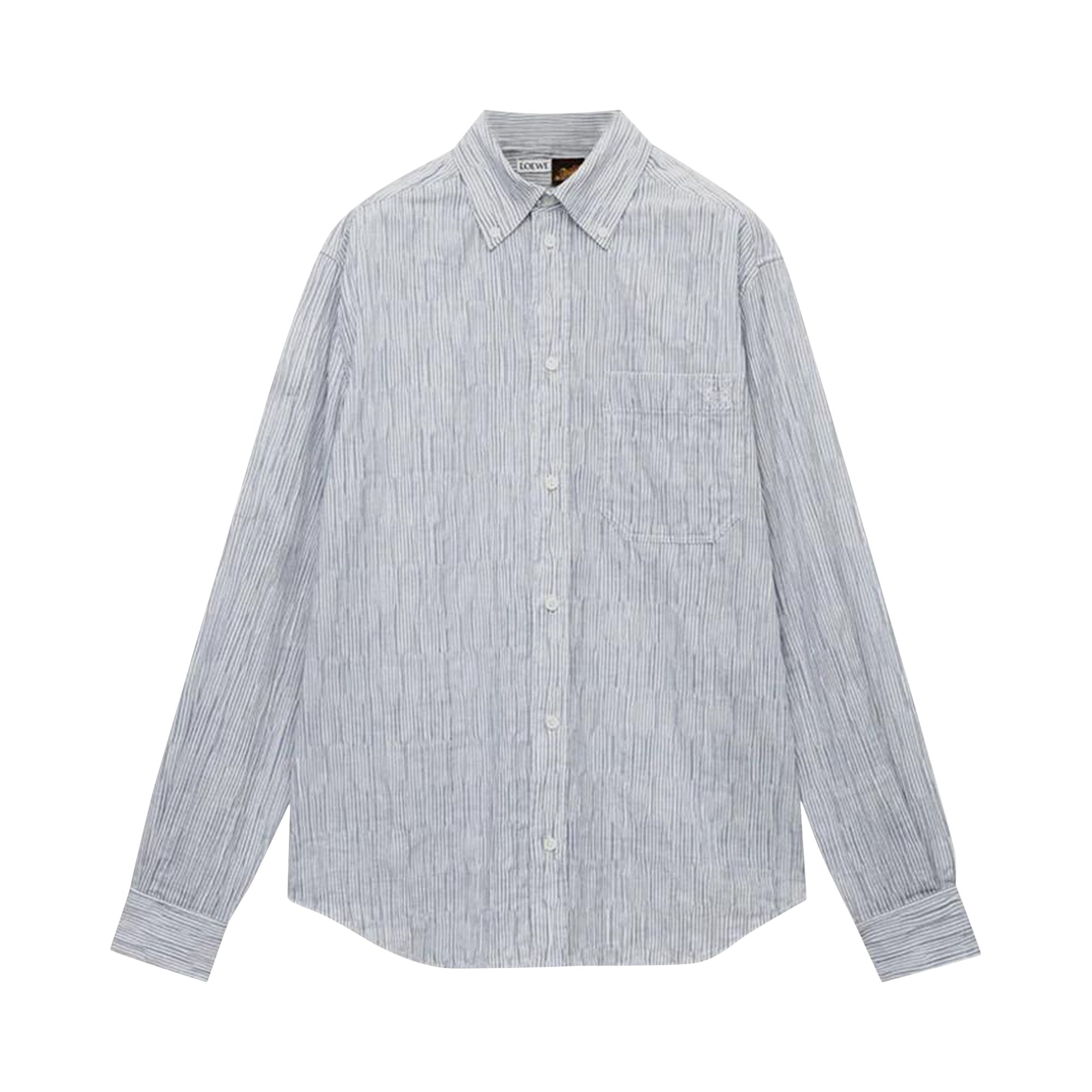 Pre-owned Loewe Striped Long-sleeve Shirt 'blue/white' | Men's Size 40