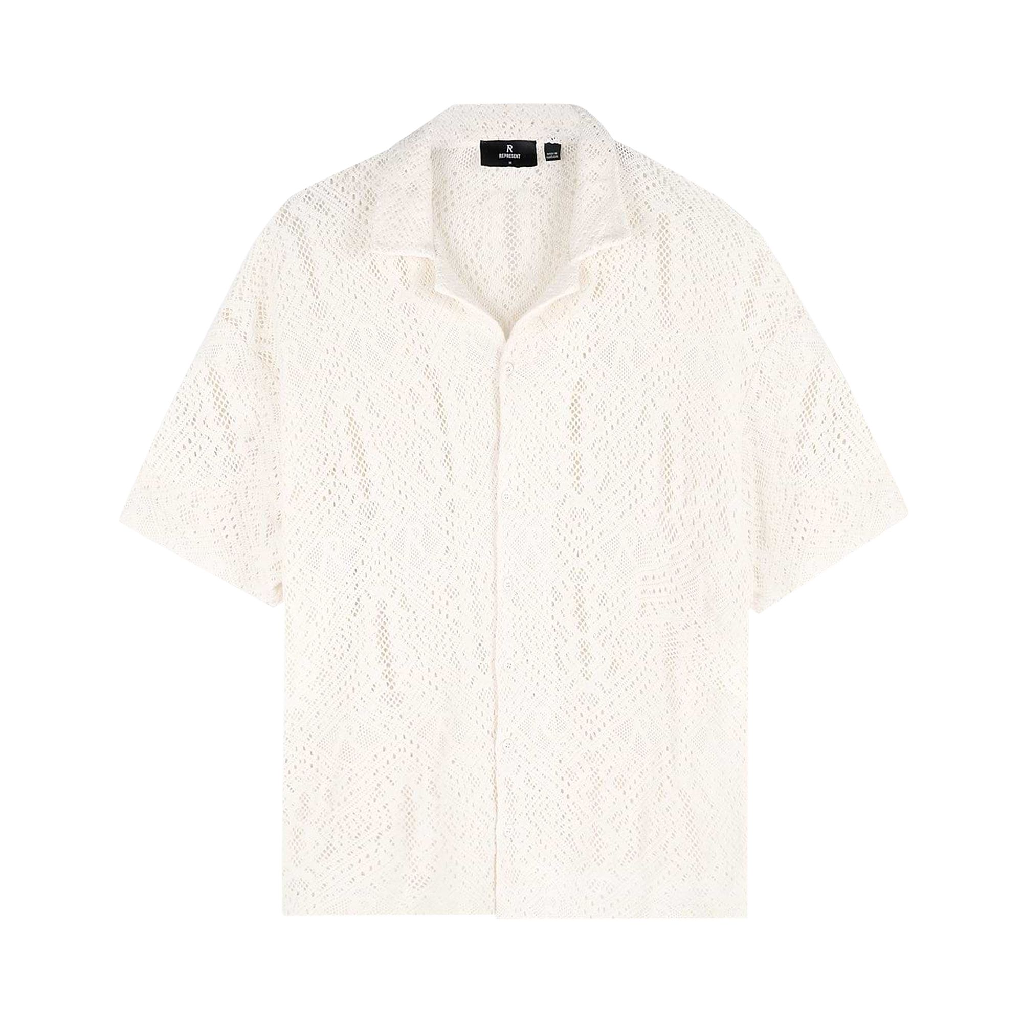 Pre-owned Represent Clo All Over Crochet Shirt 'off White' | Men's Size L