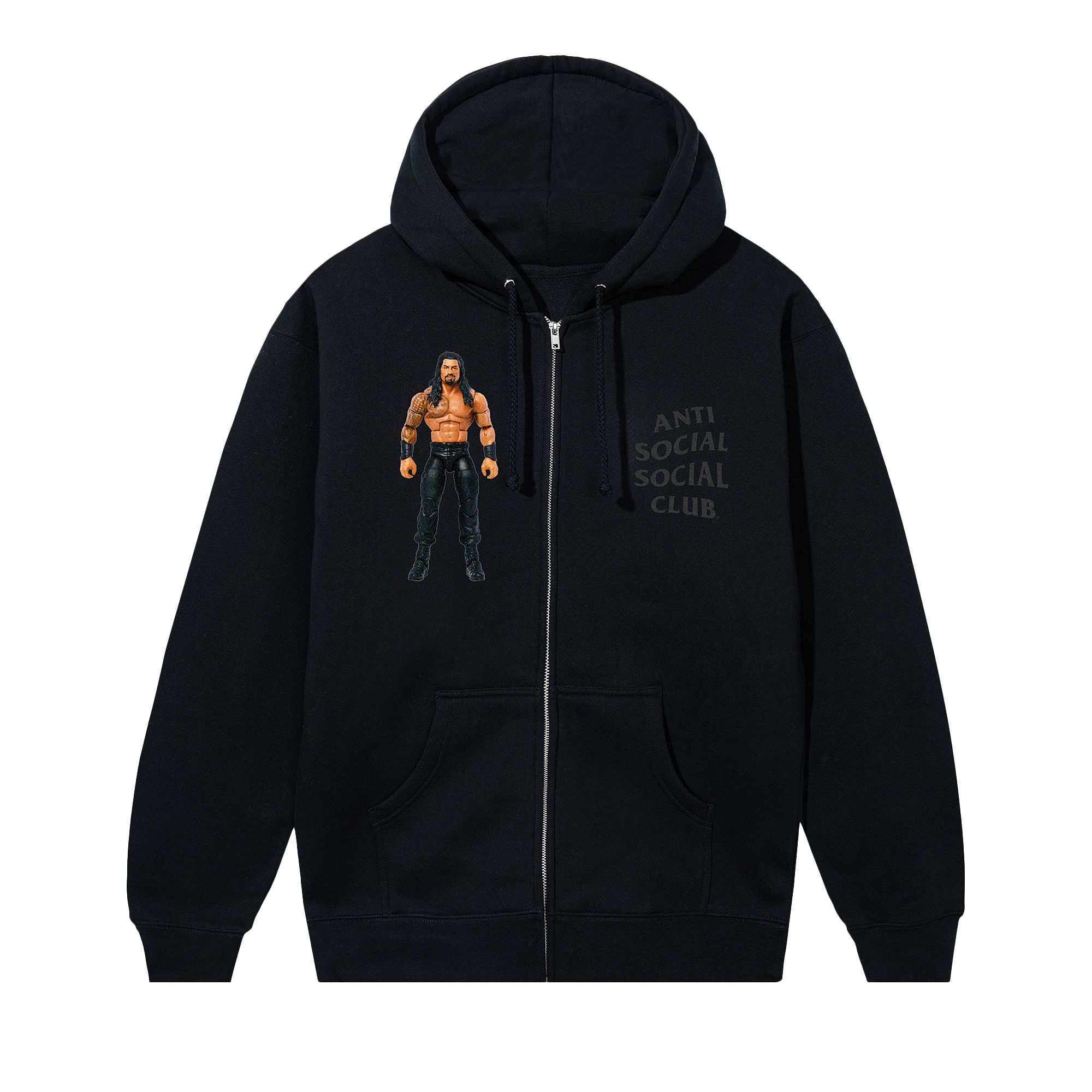 Pre-owned Anti Social Social Club X Wwe Roman Reigns Zip Hoodie 'black' | Men's Size S