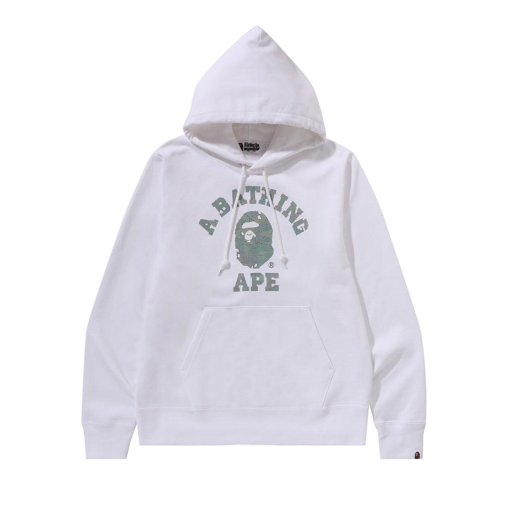 Pre-owned Bape Bitmap College Pullover Hoodie 'white' | Men's Size Xl