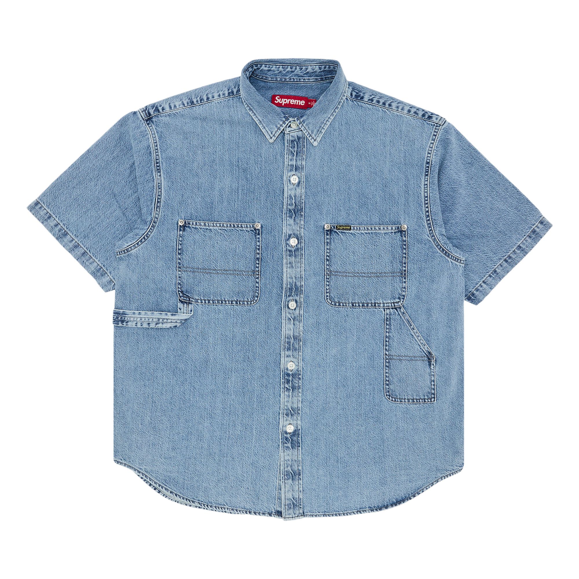 Pre-owned Supreme Loose Fit Short-sleeve Denim Painter Shirt 'washed Indigo' | Blue | Men's Size Xl