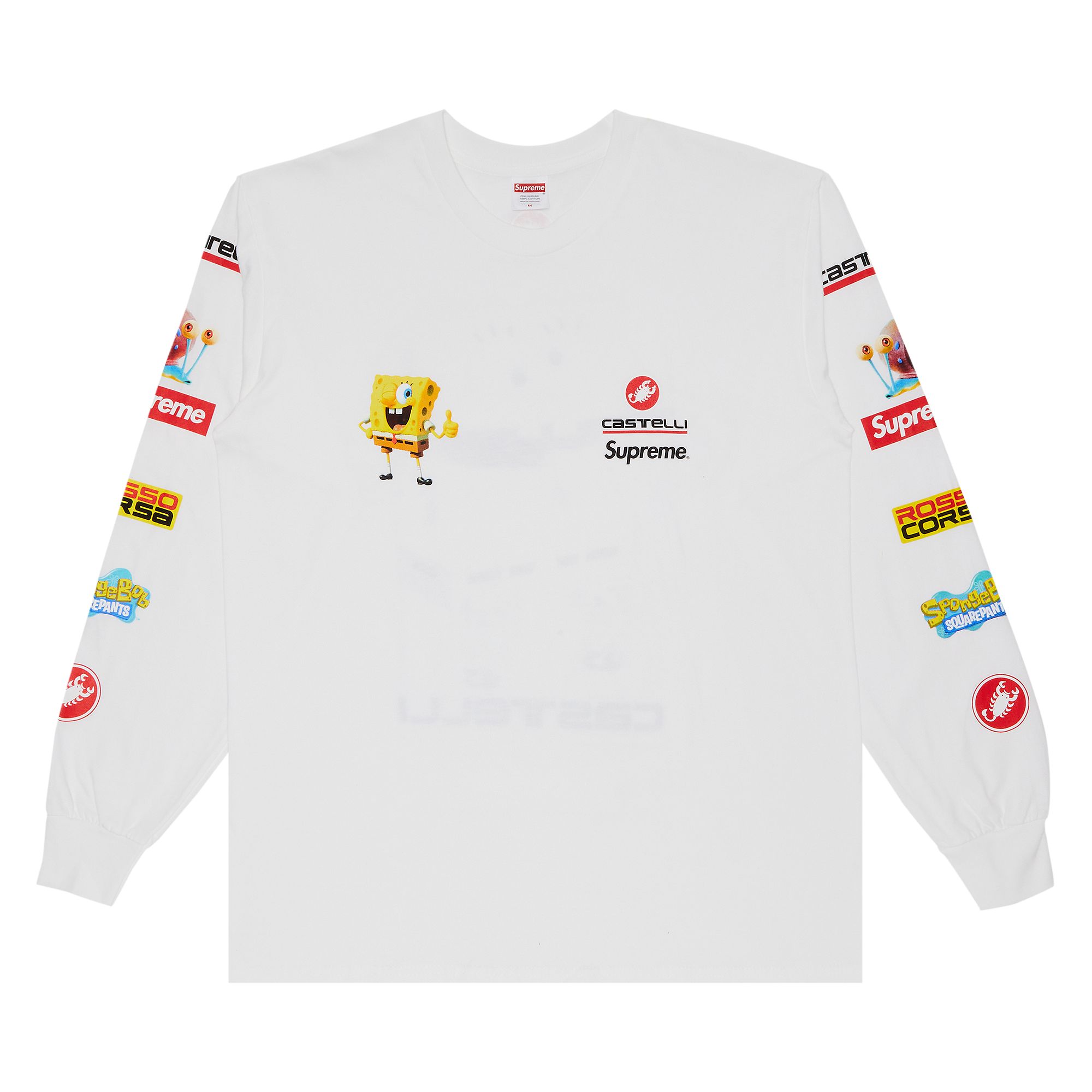 Pre-owned Supreme X Spongebob Squarepants X Castelli Racing Long-sleeve Tee 'white' | Men's Size Xxl