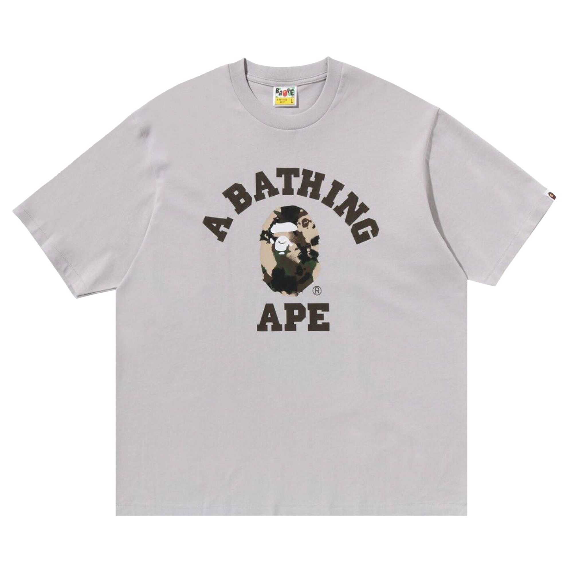 Pre-owned Bape Map Camo College Relaxed Fit Tee 'grey' | Men's Size Xl In Gray
