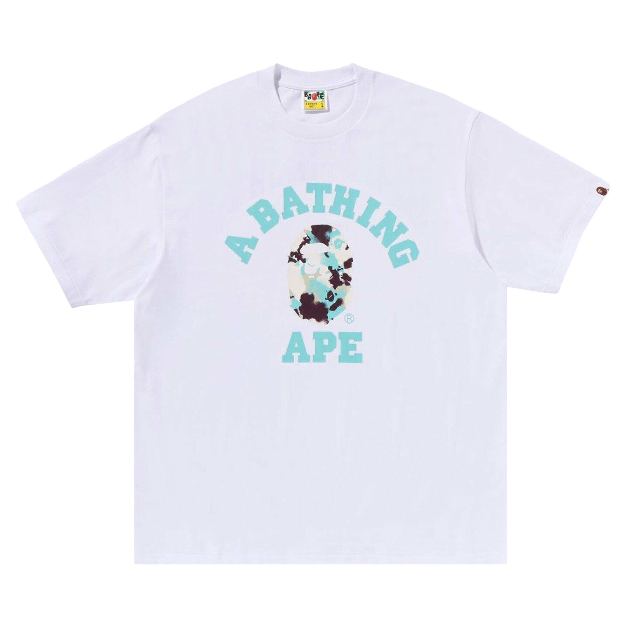 Pre-owned Bape Map Camo College Relaxed Fit Tee 'white' | Men's Size L