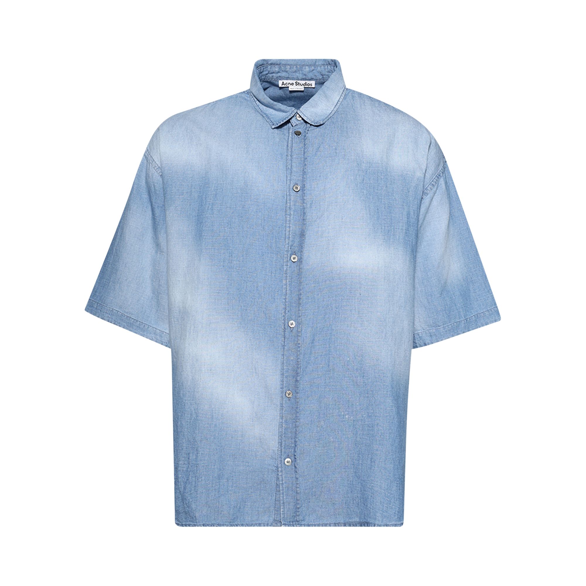 Pre-owned Acne Studios Stamp Logo Button-up Shirt 'mid Blue' | Men's Size 52