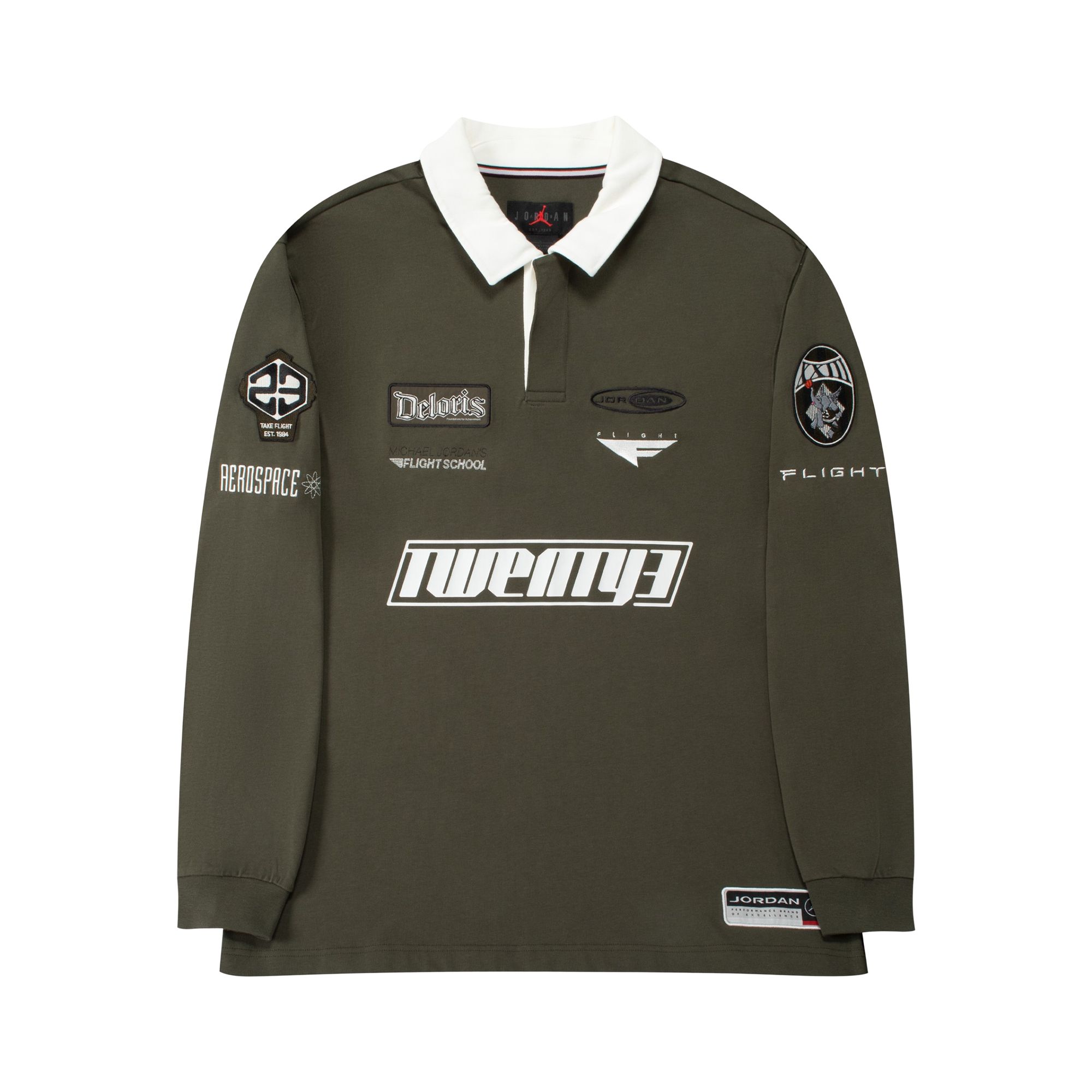 Pre-owned Air Jordan Essentials Long-sleeve Rugby Top 'cargo Khaki' | Green | Men's Size Xl