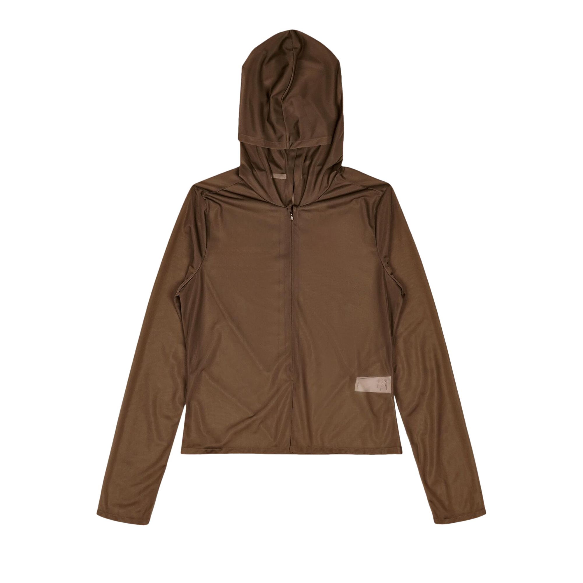 Pre-owned Amomento Sheer Hooded Zip Up Jumper 'brown' | Women's Size 0