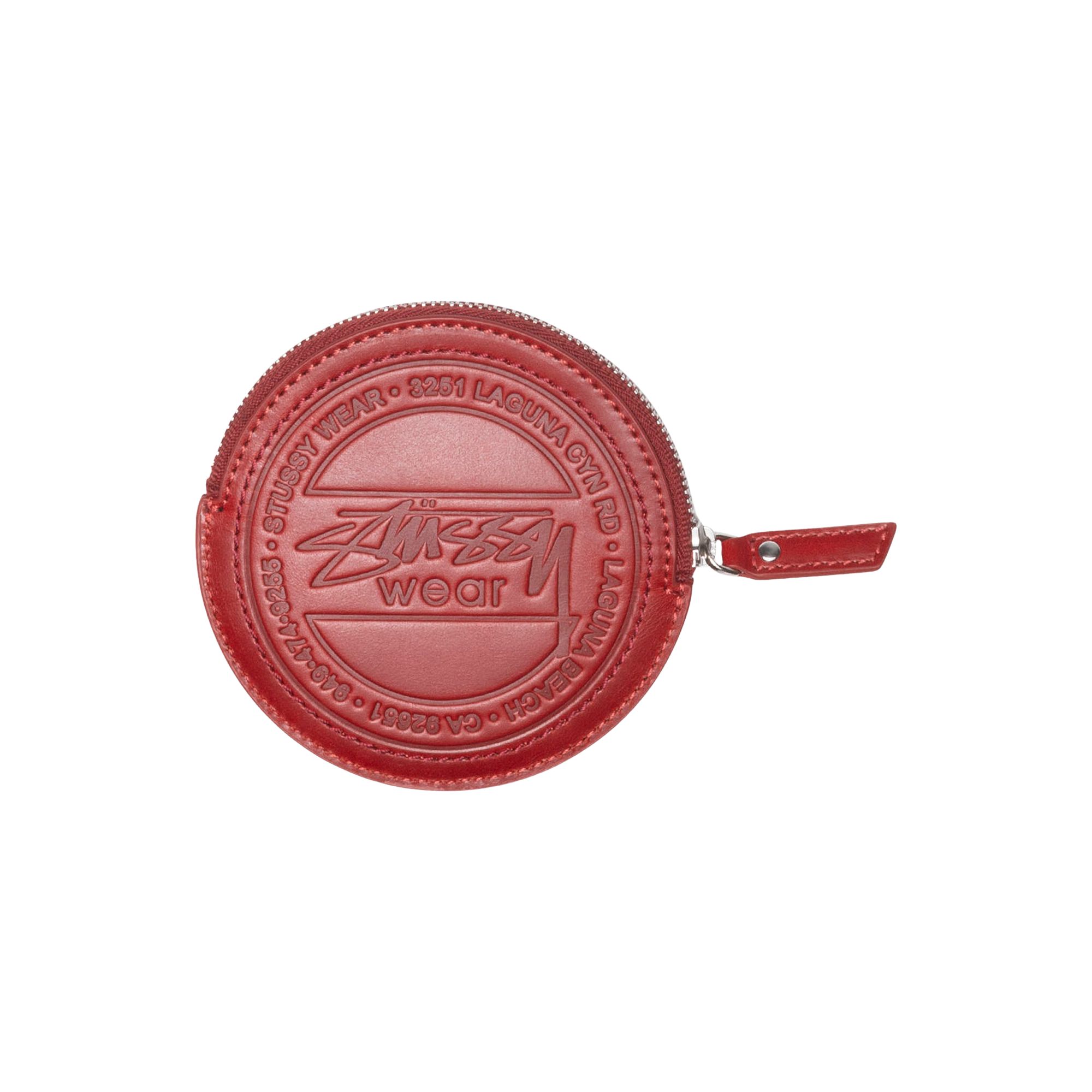 Pre-owned Stussy Surf Dot Leather Pouch 'fire Red' | Men's Size Onesize