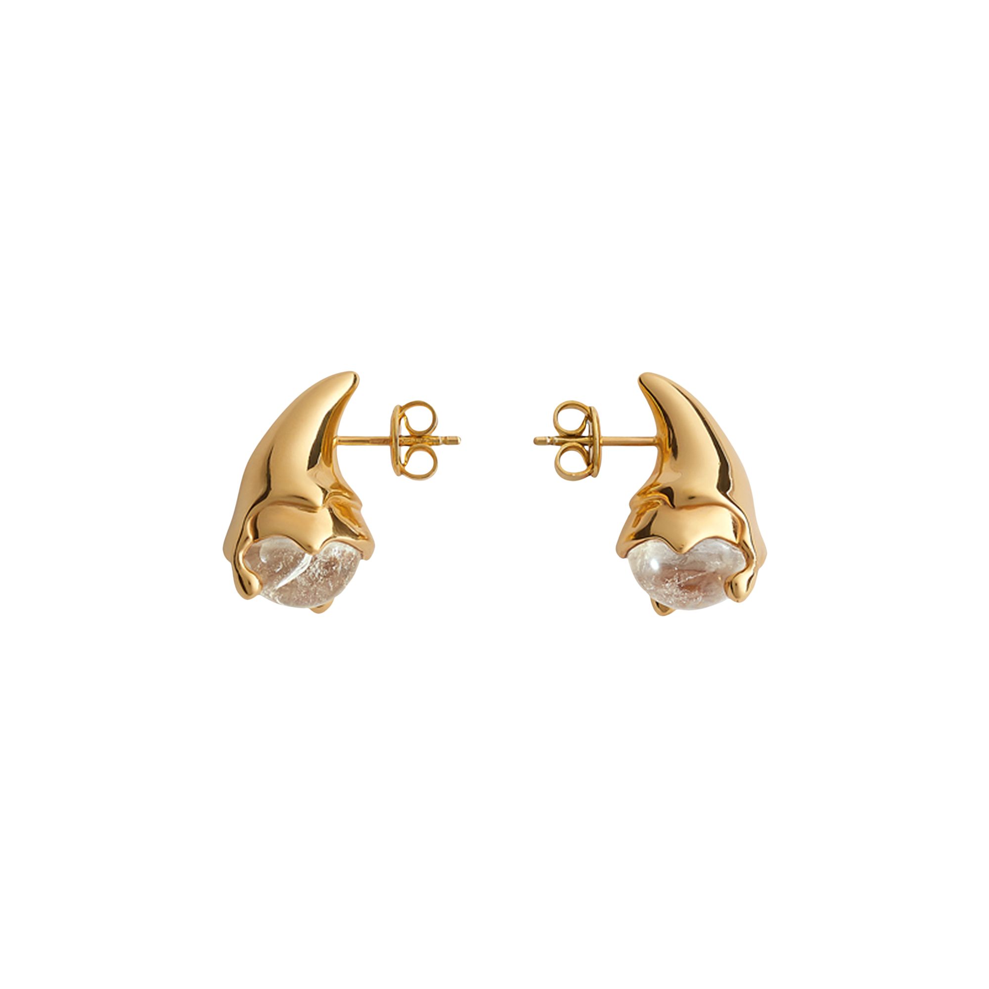 Pre-owned Bottega Veneta Teardrop Earrings 'rock Crystal Quartz' | Gold | Women's Size Onesize
