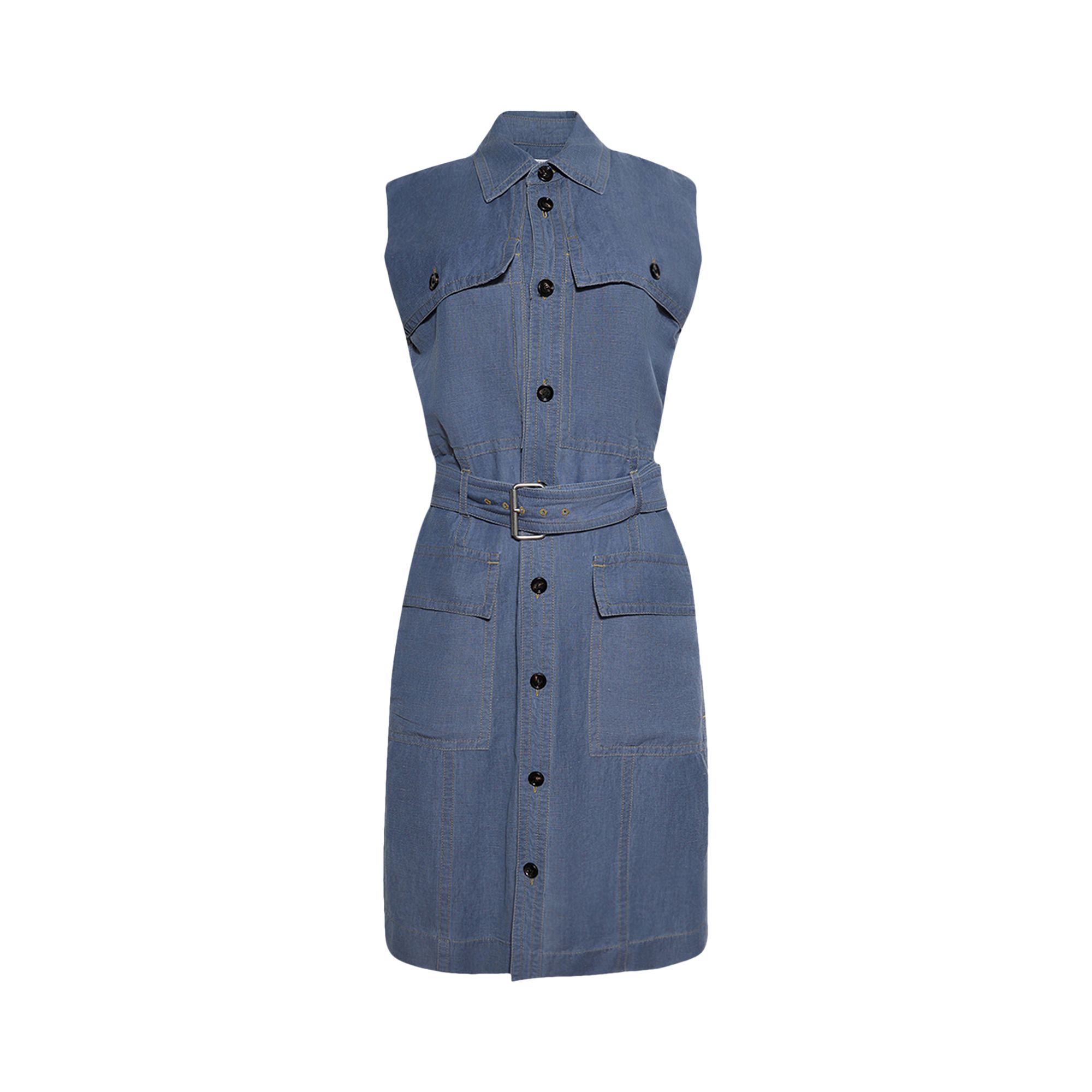 Pre-owned Bottega Veneta Belted Midi Dress 'blue' | Women's Size 40