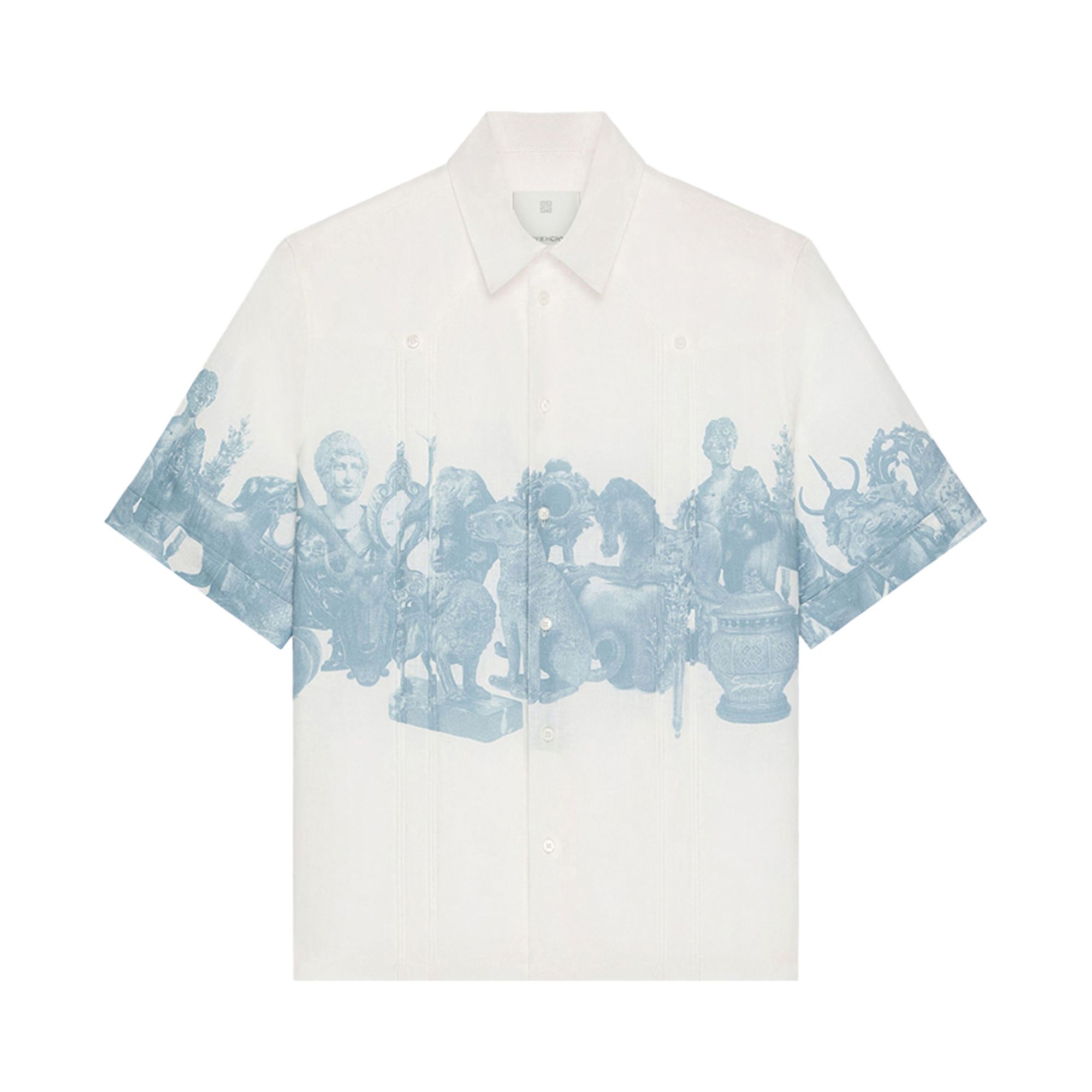 Pre-owned Givenchy Short-sleeve Shirt With Pintucks 'blue/white' | Men's Size 41