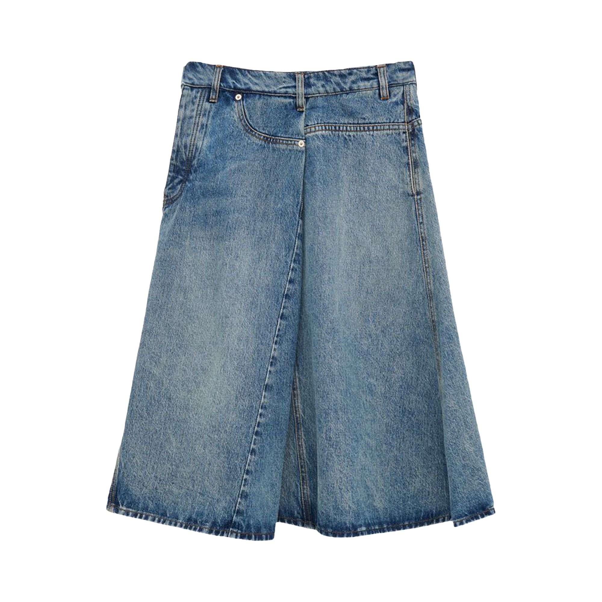 Pre-owned Loewe Deconstructed Skirt 'washed Denim' | Blue | Women's Size 38