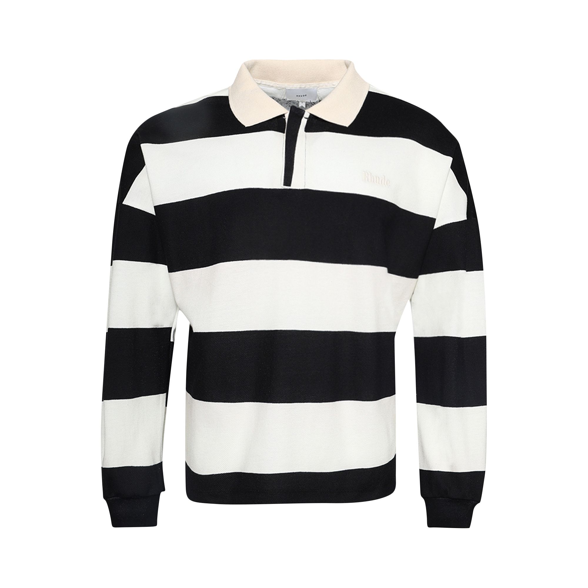 Pre-owned Rhude Striped Pique Polo 'white/black' | Men's Size Xxl