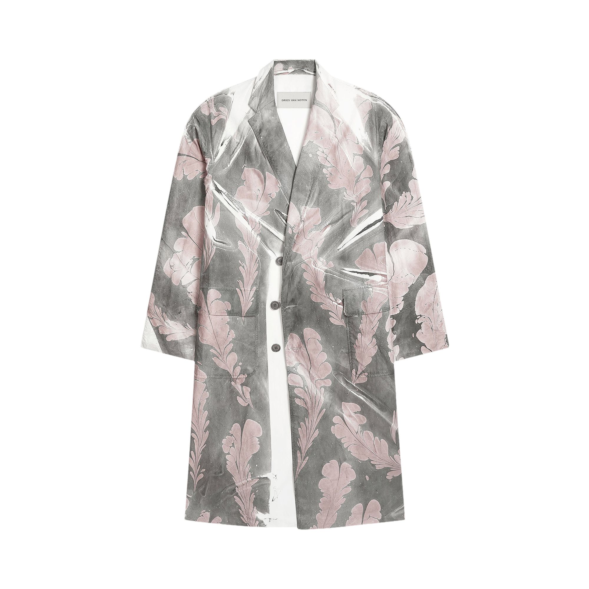 Pre-owned Dries Van Noten Hand Printed Coat 'dessin D' | Grey | Men's Size S