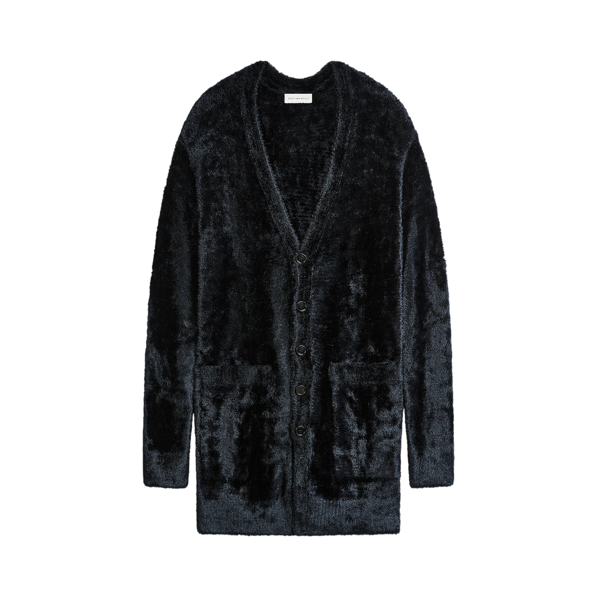 Pre-owned Dries Van Noten Velvet Viscose Cardigan 'navy' | Blue | Men's Size M