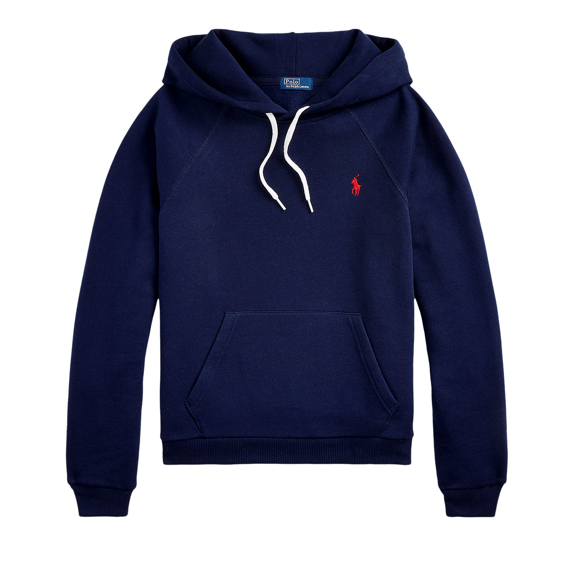 Pre-owned Polo Ralph Lauren Shrunken Fit Fleece Hoodie 'cruise Navy' | Blue | Women's Size L