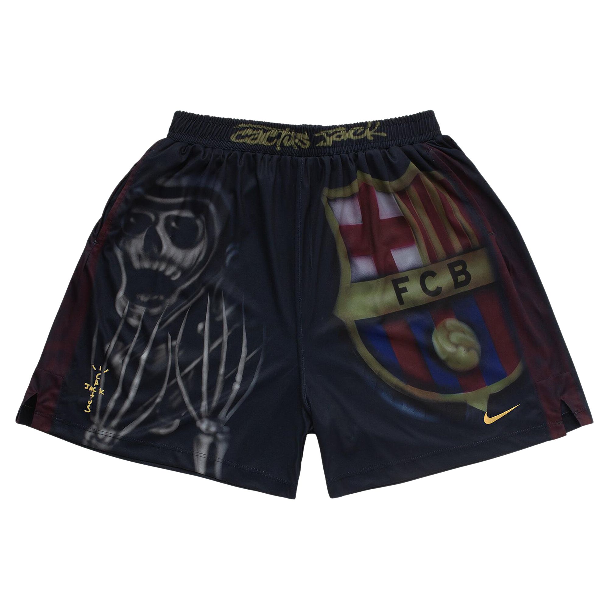 Pre-owned Nike Fc Barcelona X Cactus Jack Skeleton Home Shorts 'black' | Men's Size L