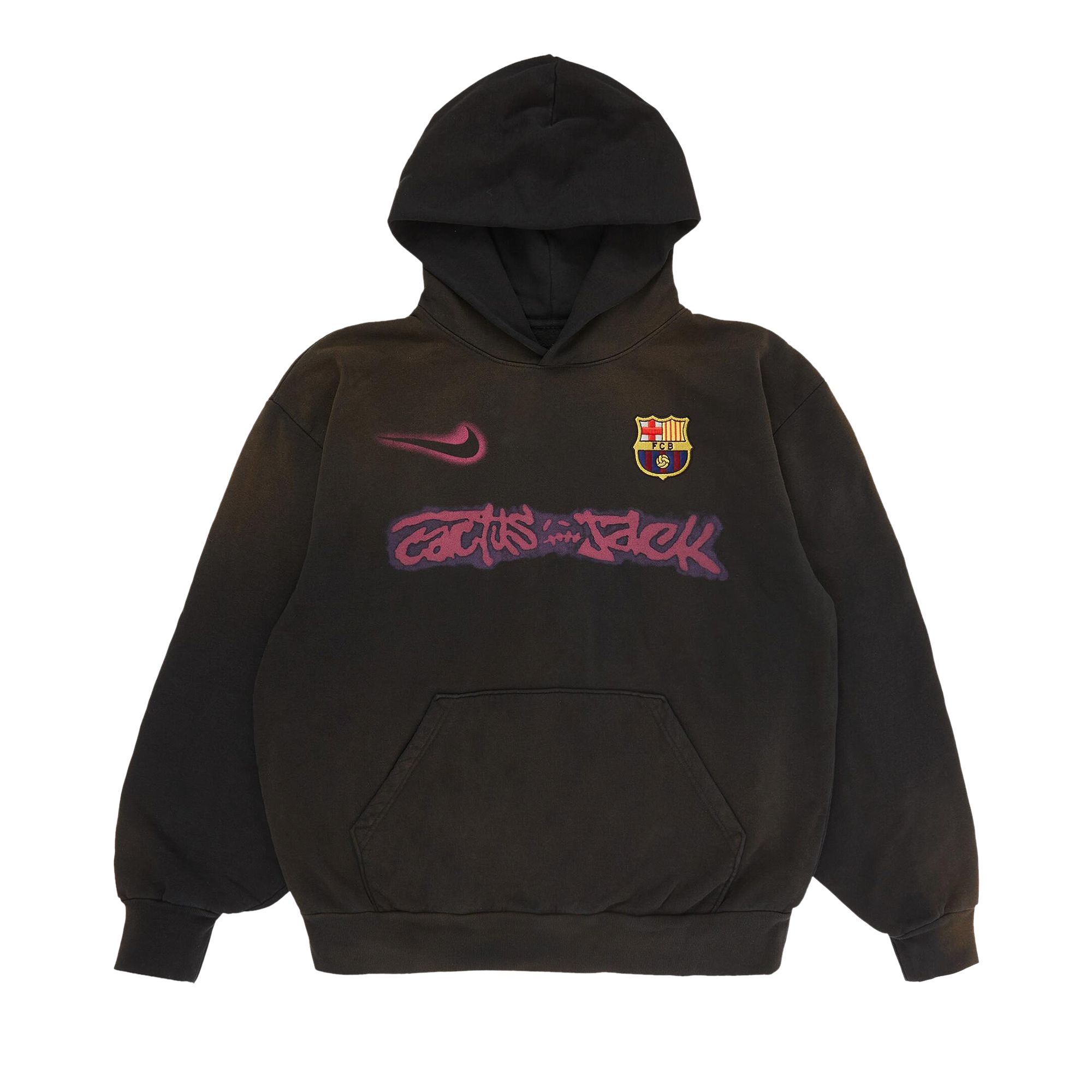 Pre-owned Nike Fc Barcelona X Cactus Jack Spray Logo Hoodie 'blue' | Men's Size Xxl