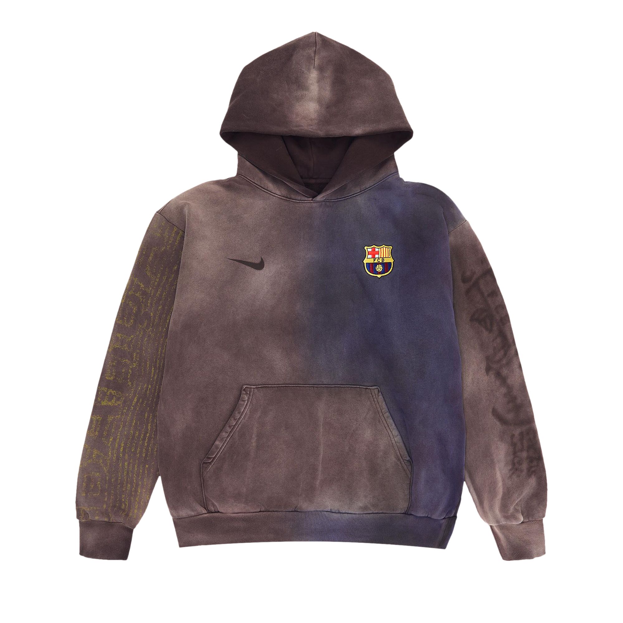 Pre-owned Nike Fc Barcelona X Cactus Jack Split-dye Crest Hoodie 'brown' | Men's Size S
