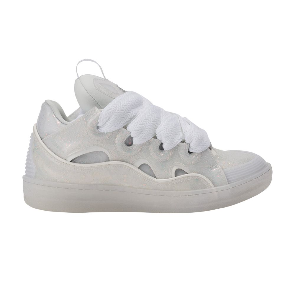 Pre-owned Lanvin Curb Sneakers 'glitter Effect - Triple White' | Men's Size 47