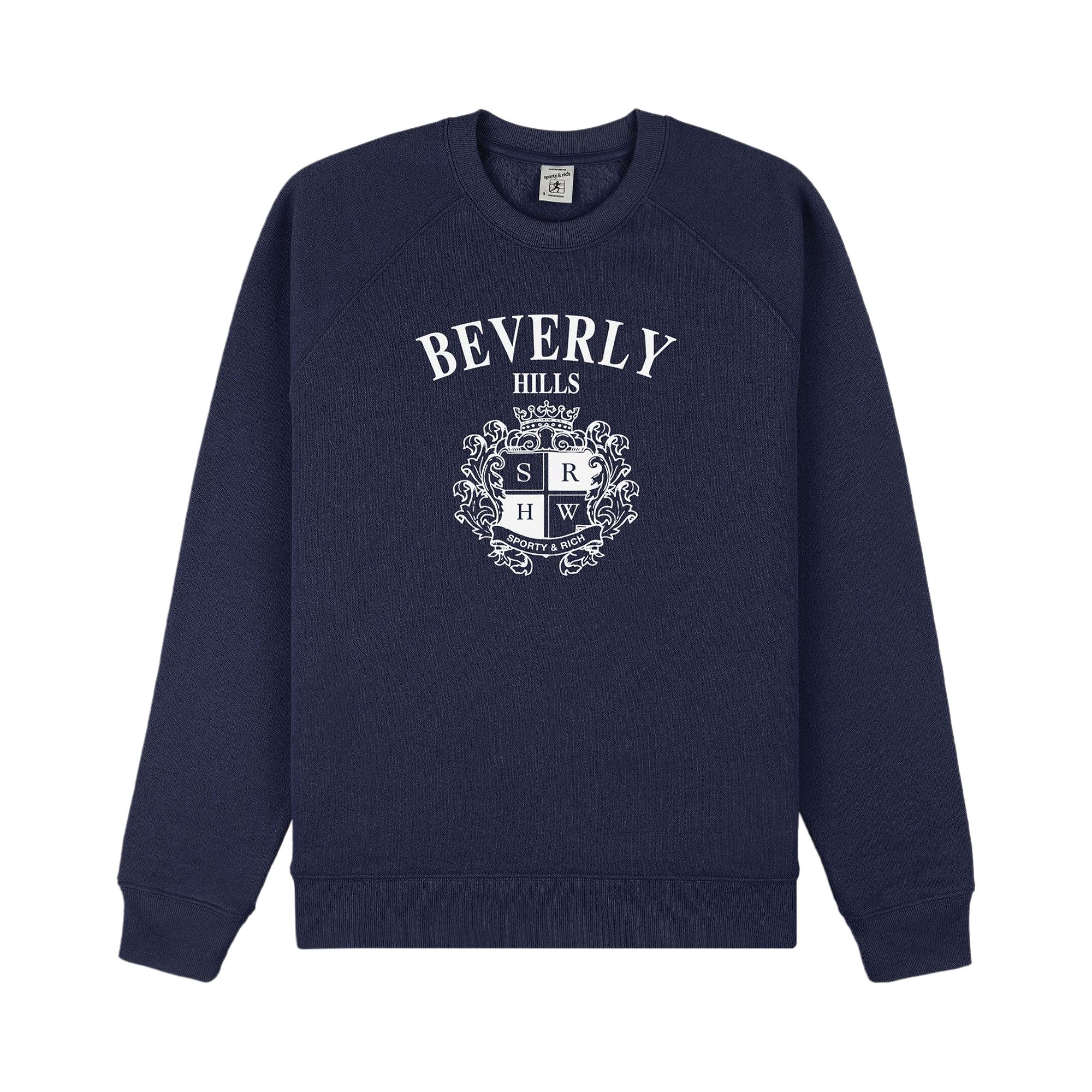 Pre-owned Sporty And Rich Sporty & Rich Bh Crest Soft Crewneck 'dark Navy' | Blue | Women's Size Xl