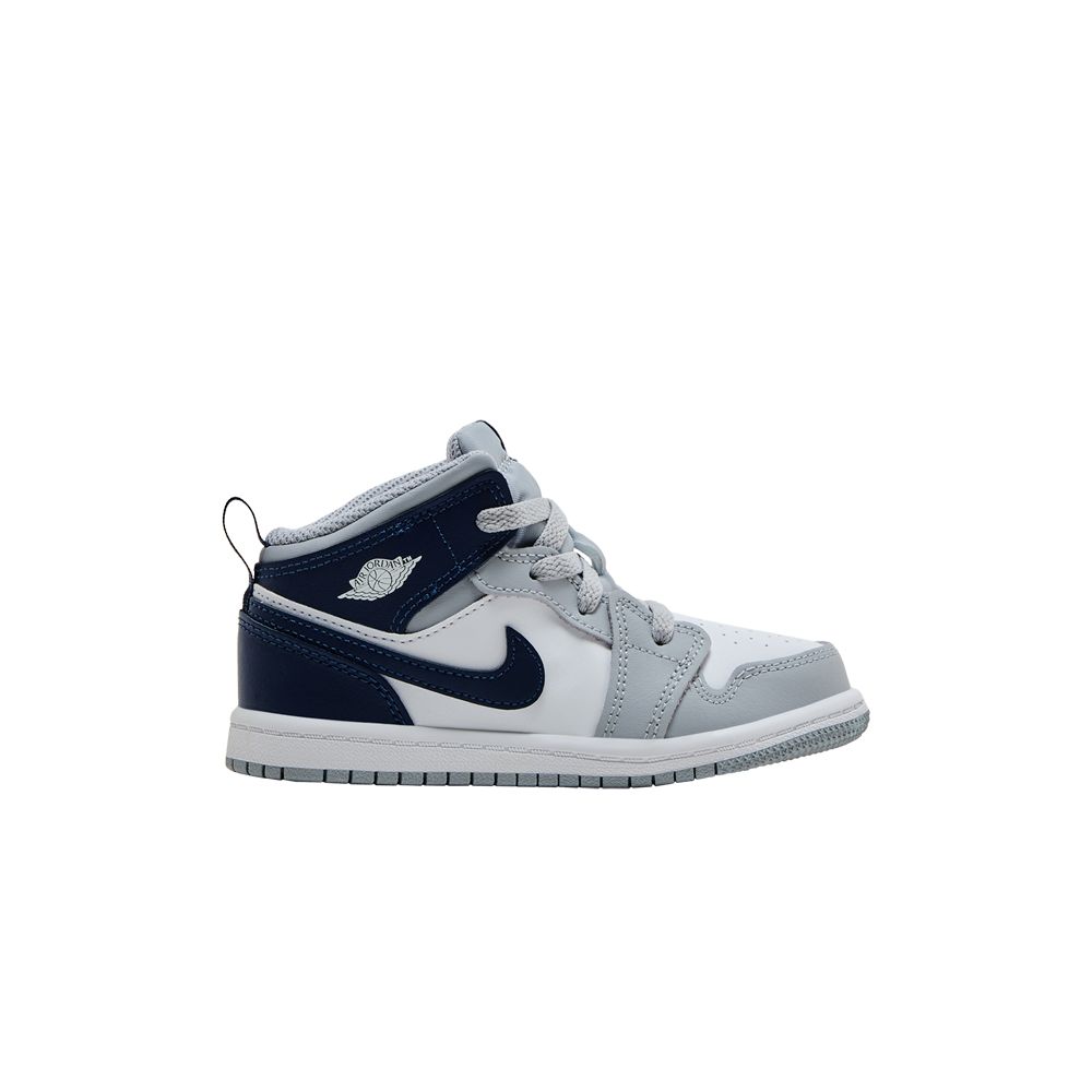 Pre-owned Air Jordan 1 Mid Td 'wolf Grey Midnight Navy' | White | Infant Size 2