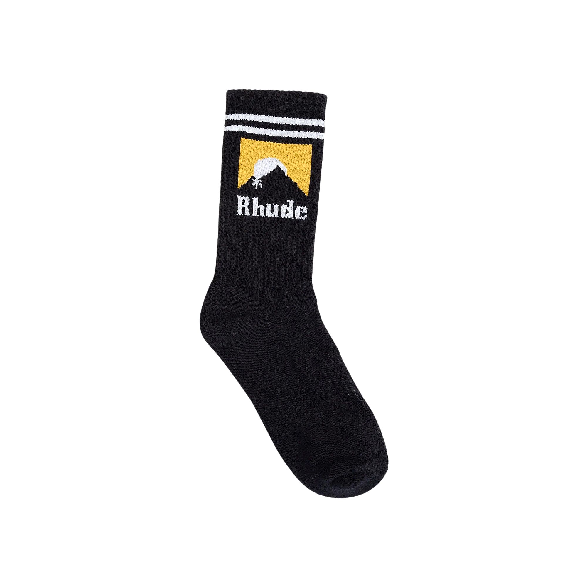 Pre-owned Rhude Striped Moonlight Sock 'black/white/yellow' | Men's Size Onesize