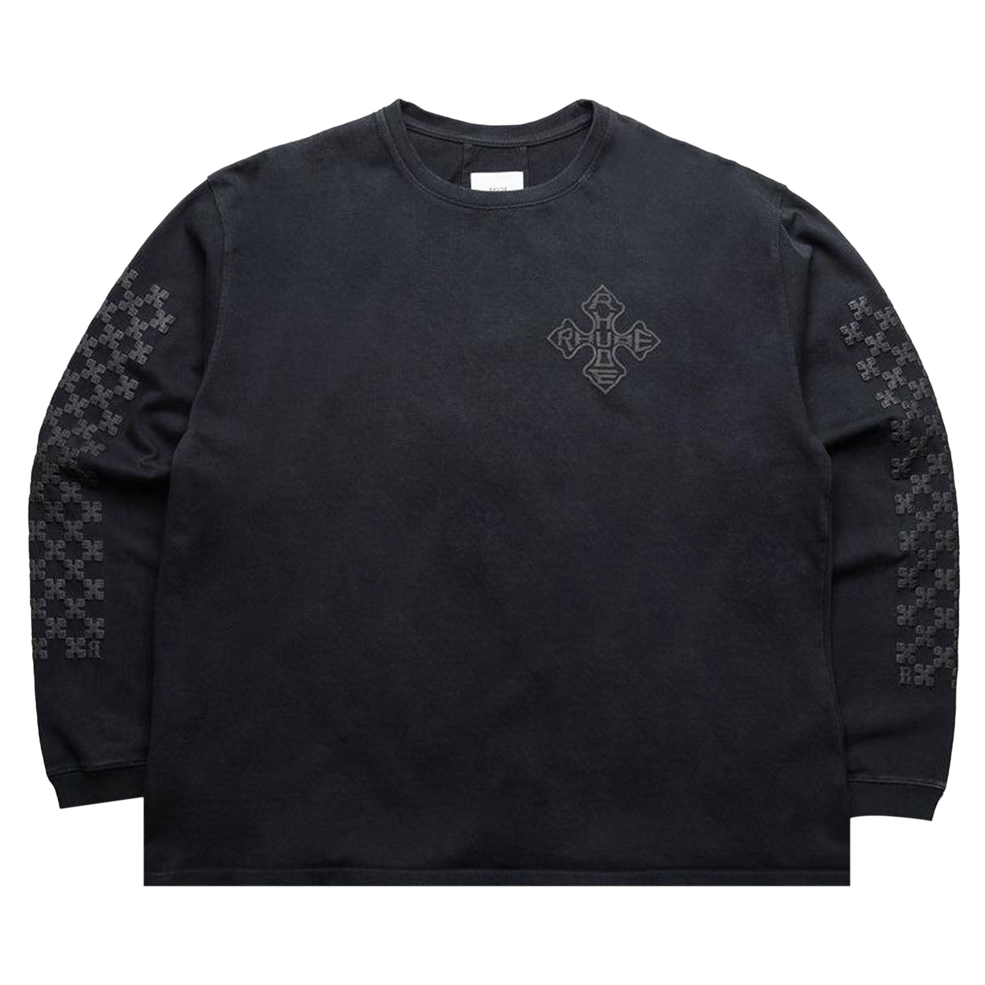 Pre-owned Rhude Cross Logo Long-sleeve Tee 'vintage Black' | Men's Size L