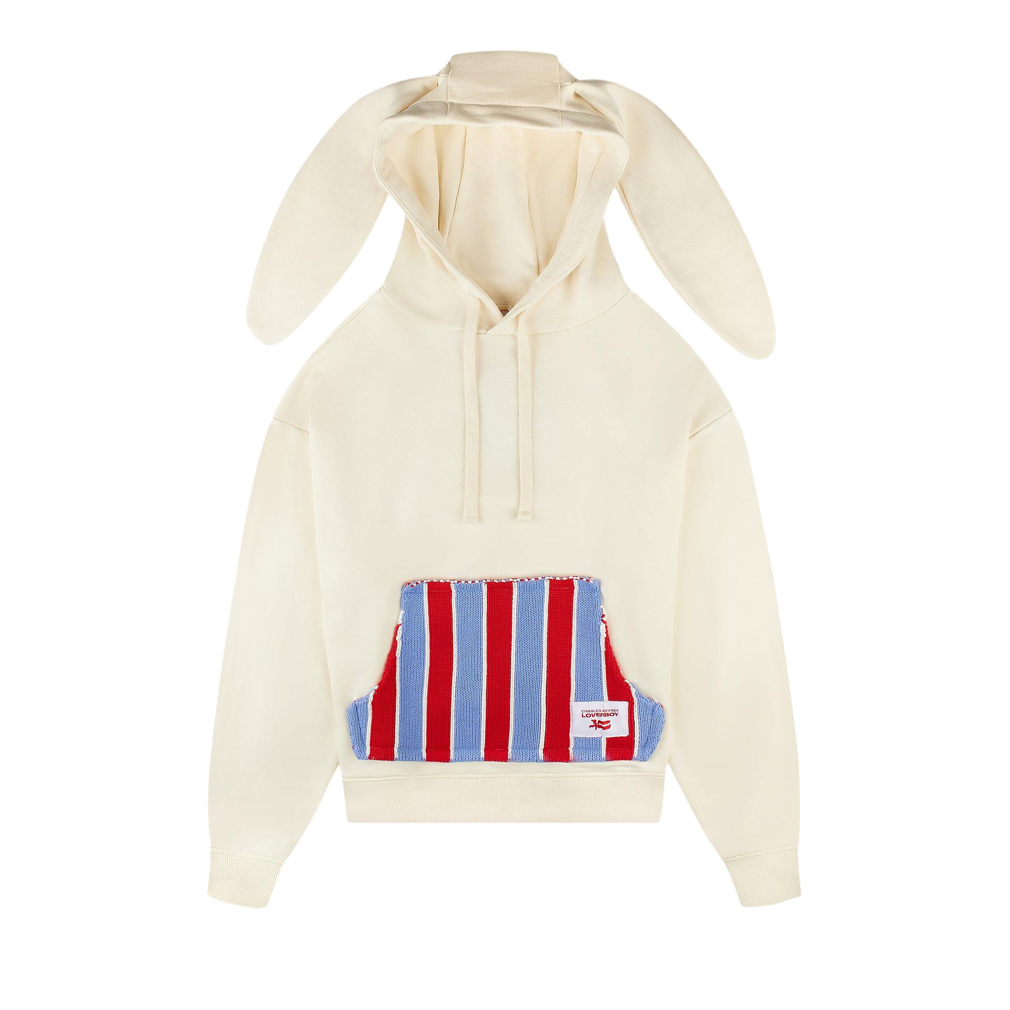 Pre-owned Charles Jeffrey Loverboy Patch Rabbit Ears Hoodie 'ecru' | Cream | Men's Size M