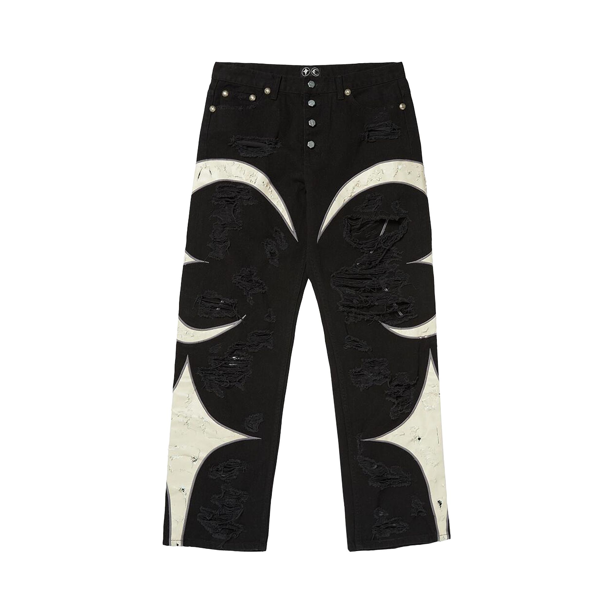 Pre-owned Thug Club Leather Washing Denim Pants 'black' | Men's Size 4