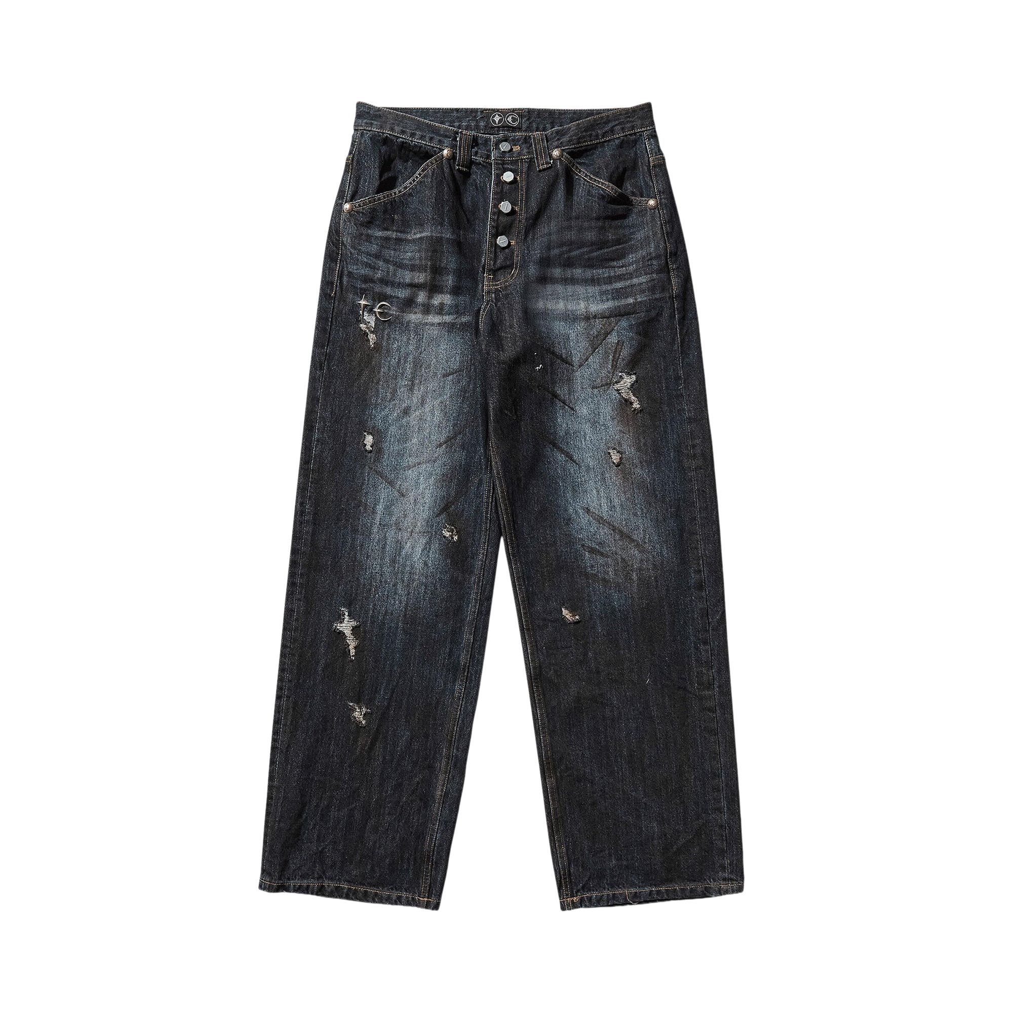 Pre-owned Thug Club Burn Down Denim Pants 'blue' | Men's Size 1
