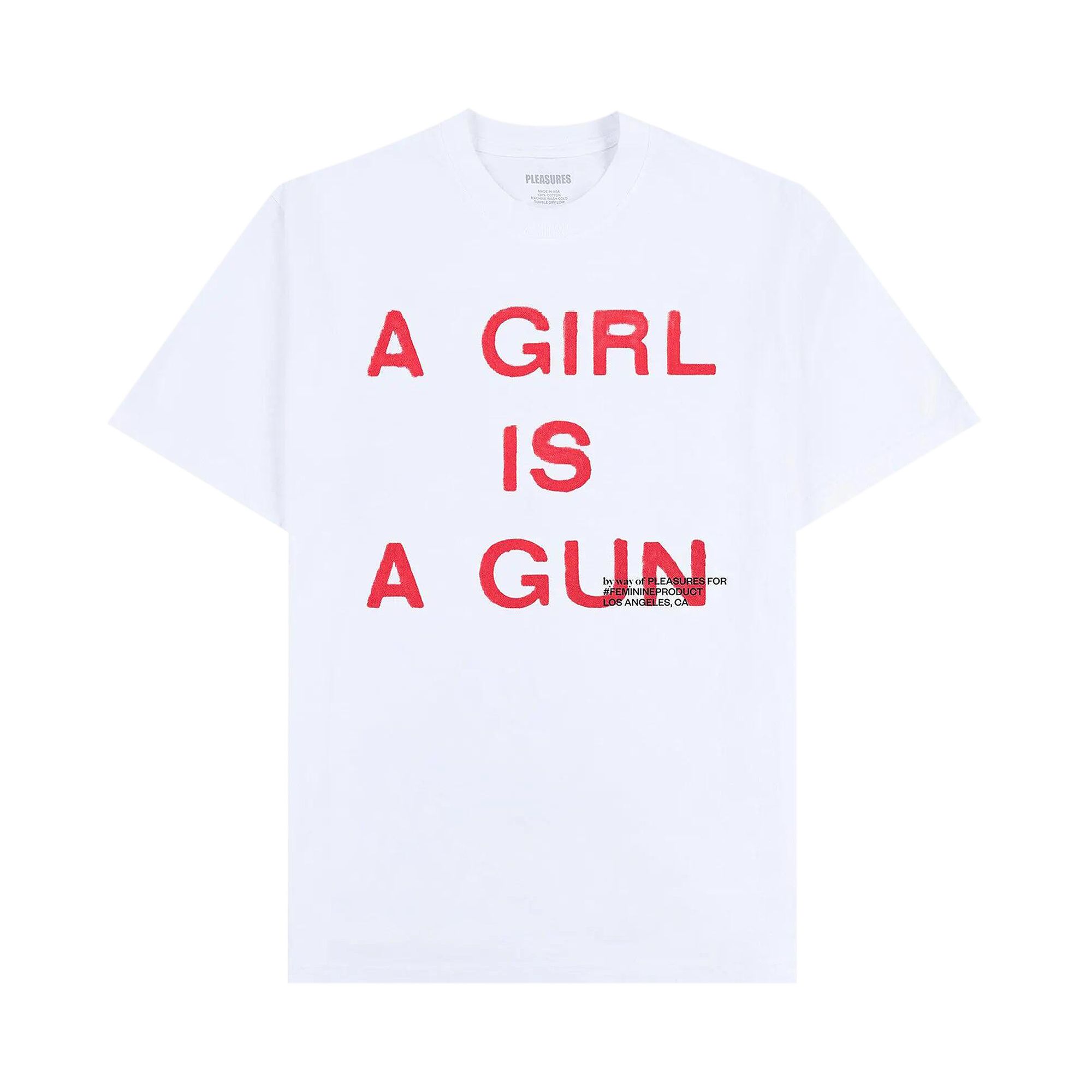 Pre-owned Pleasures Girl Is A Gun T-shirt 'white' | Men's Size L