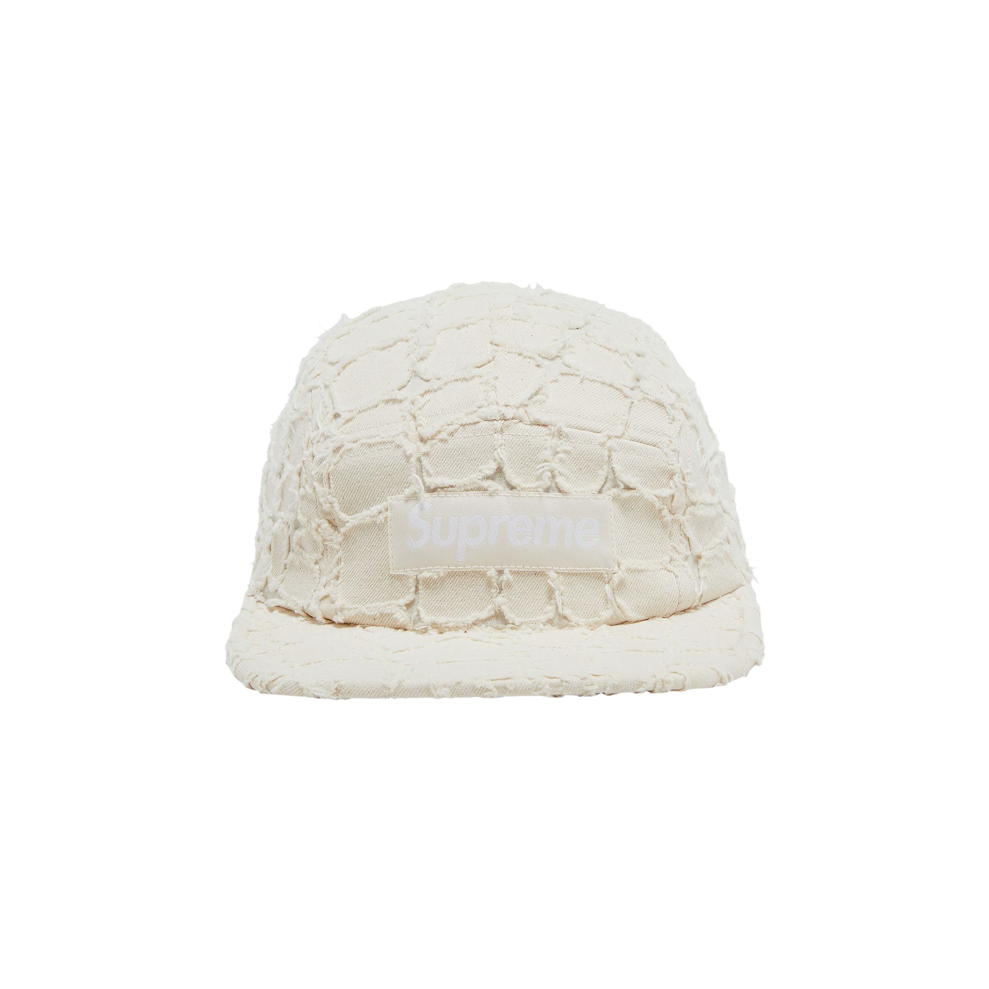 Pre-owned Supreme Frayed Croc Denim Camp Cap 'natural' | Cream | Men's Size Onesize