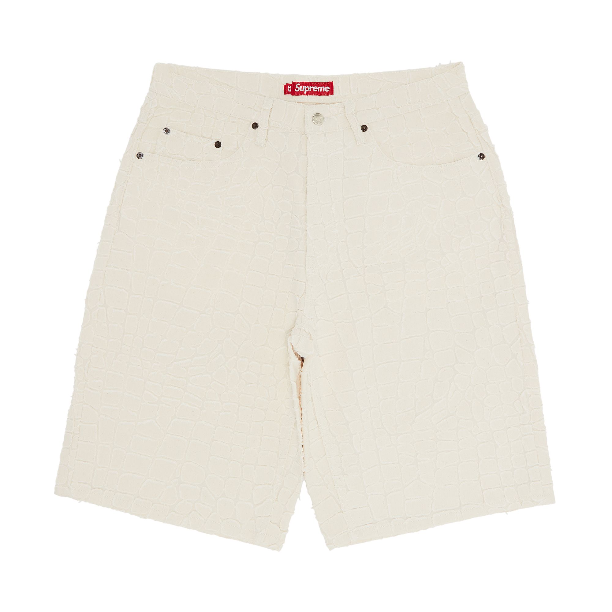 Pre-owned Supreme Frayed Croc Baggy Denim Short 'natural' | Cream | Men's Size 30 In White