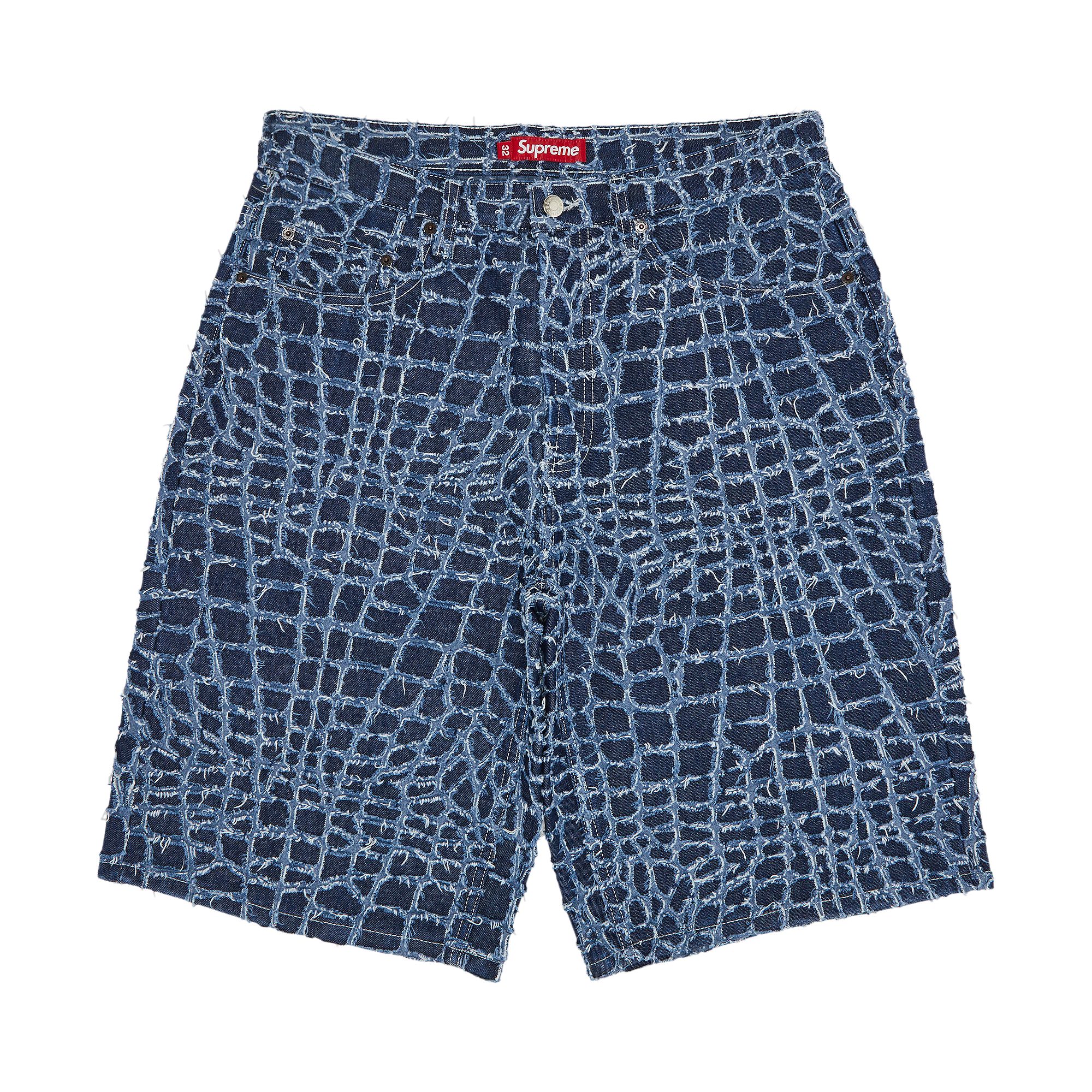 Pre-owned Supreme Frayed Croc Baggy Denim Short 'indigo' | Blue | Men's Size 32