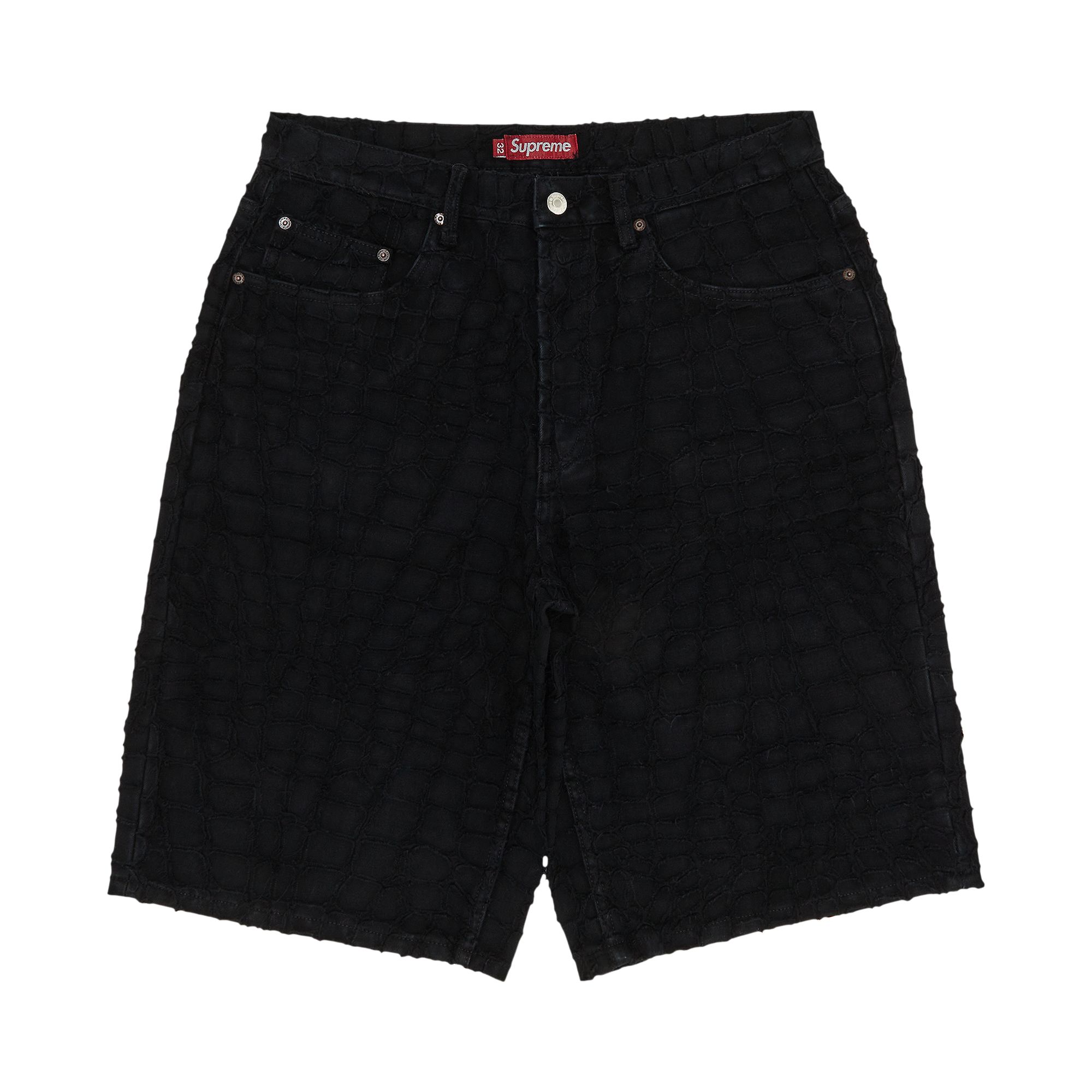 Pre-owned Supreme Frayed Croc Baggy Denim Short 'black' | Men's Size 32