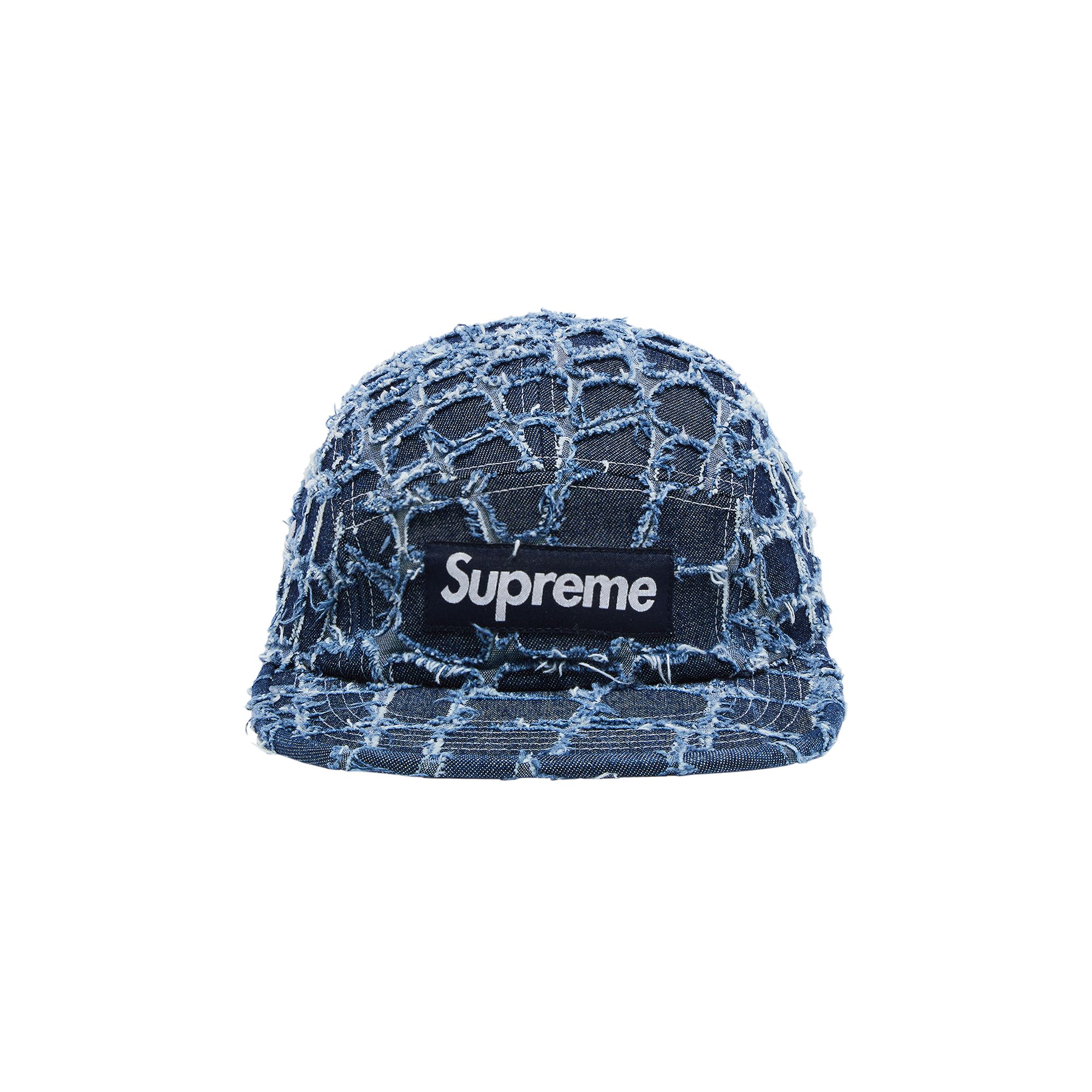 Pre-owned Supreme Frayed Croc Denim Camp Cap 'indigo' | Blue | Men's Size Onesize