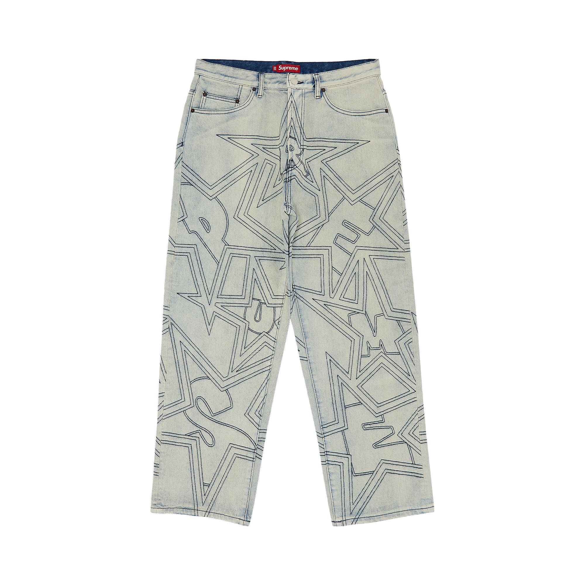 Pre-owned Supreme Stars Topstitch Baggy Jean 'dirty' | Blue | Men's Size 32