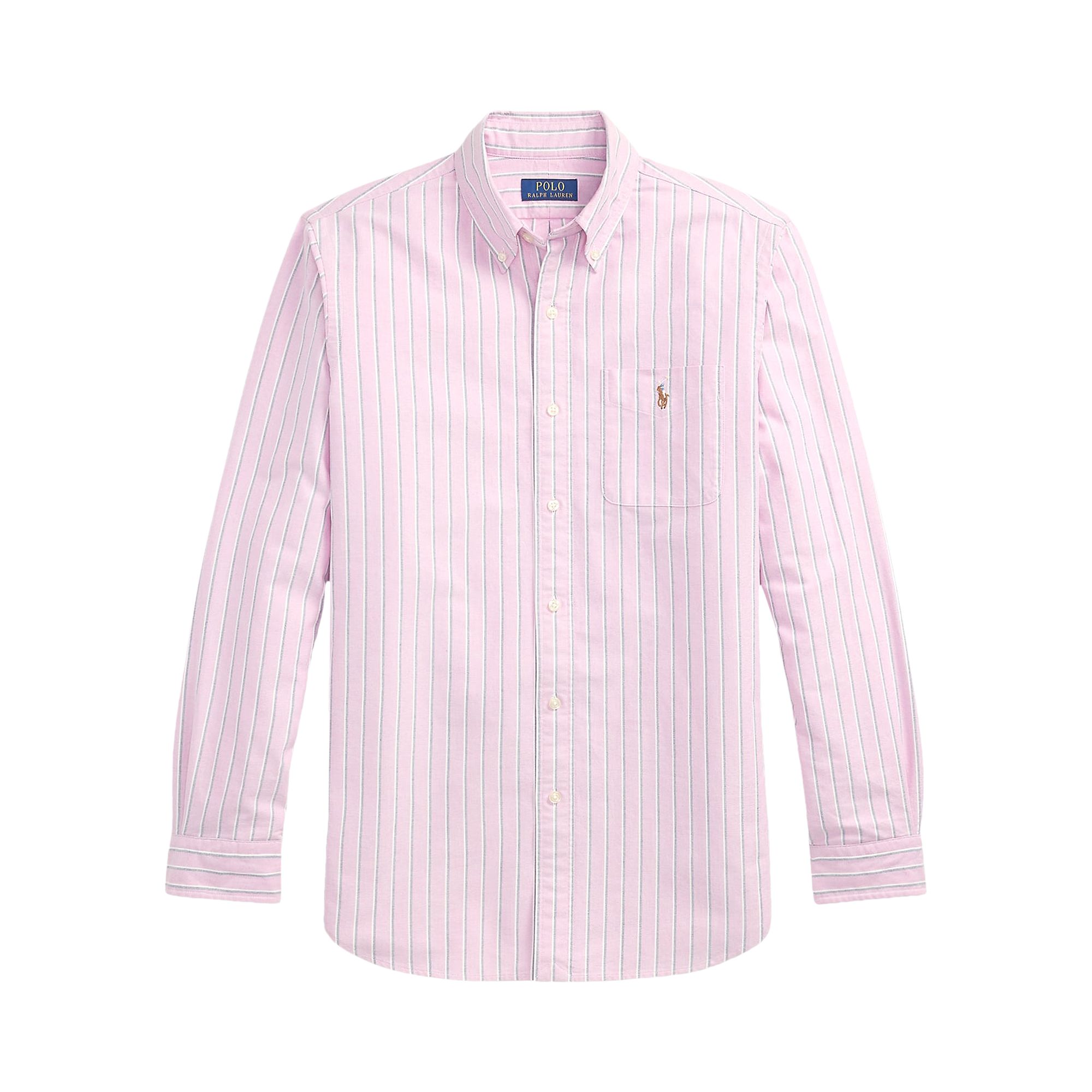 Pre-owned Polo Ralph Lauren Long-sleeve Classic Oxford Sport Shirt 'pink/multicolor' | Men's Size Xl