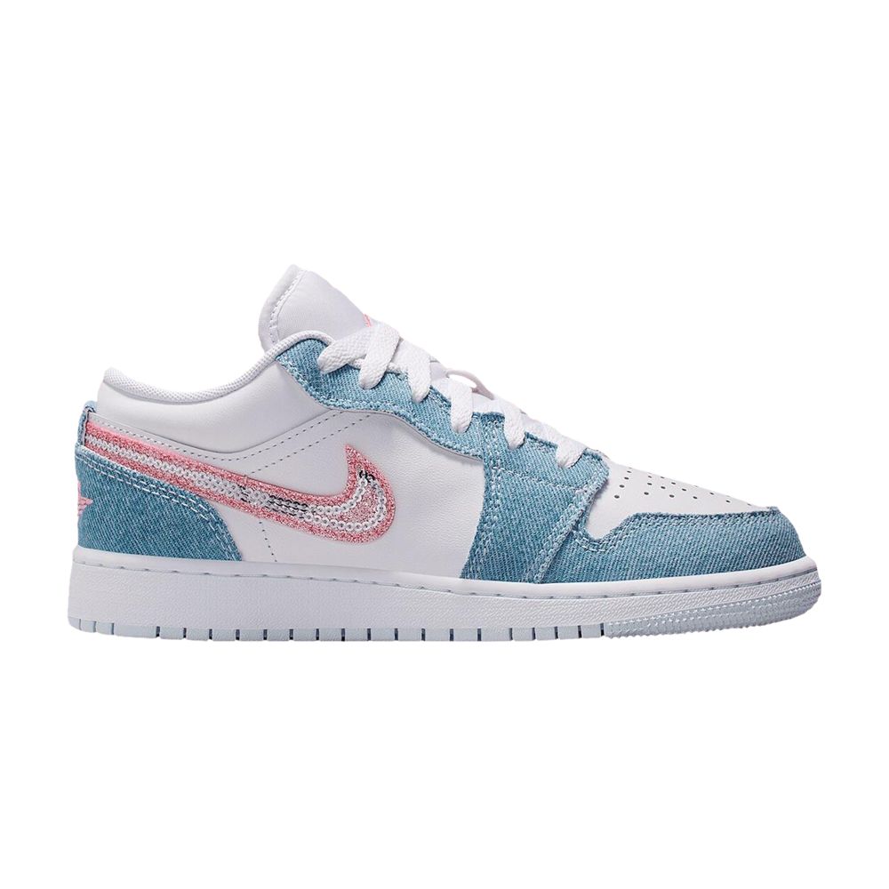 Pre-owned Air Jordan 1 Low Gs 'denim Sequin' | Blue | Kid's Size 5