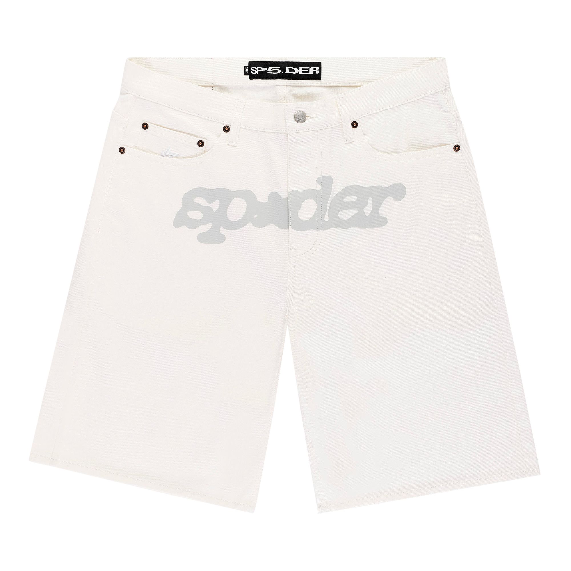 Pre-owned Sp5der V3 Logo Denim Short 'white' | Men's Size 34