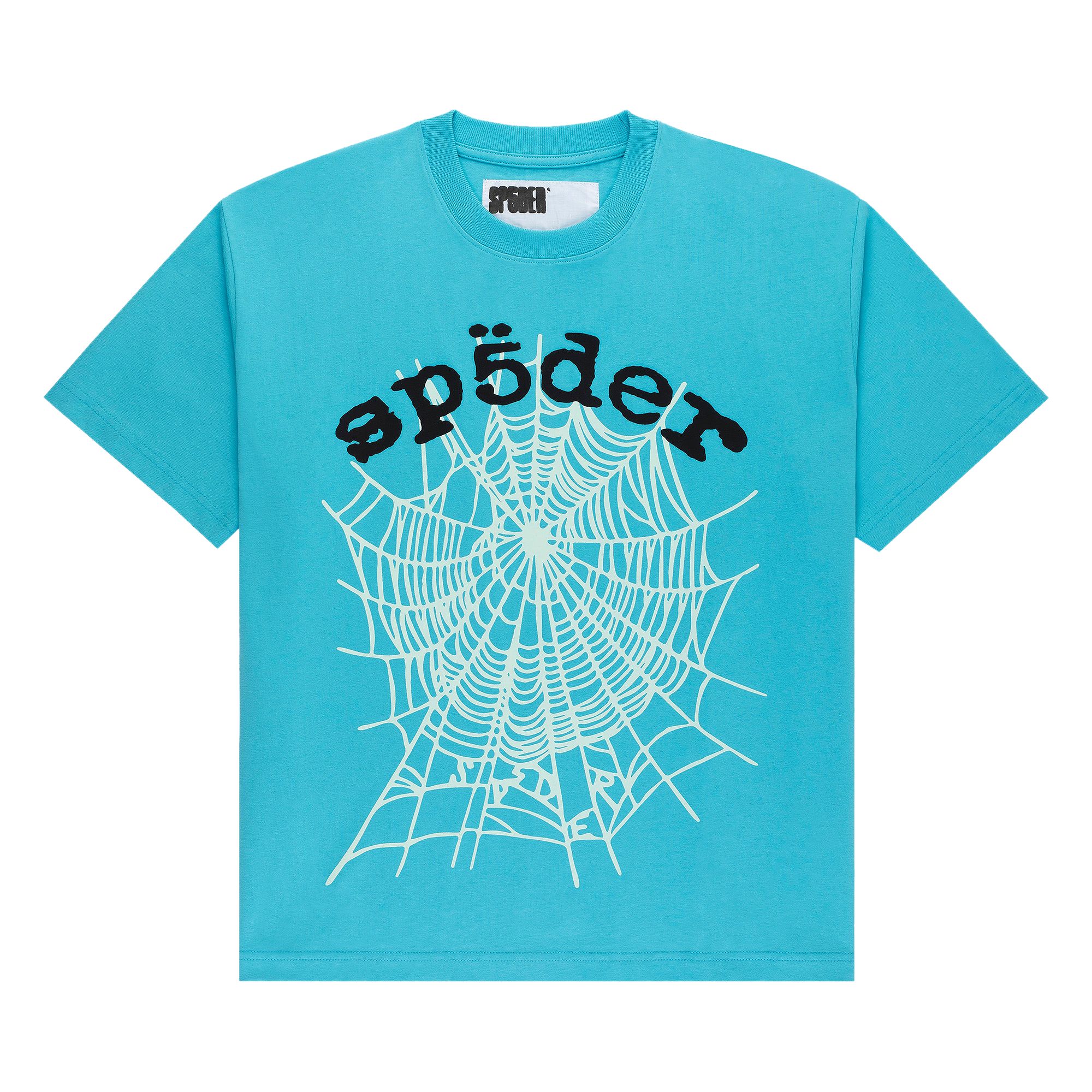 Pre-owned Sp5der Og Web V2 Tee 'cyan' | Blue | Men's Size S