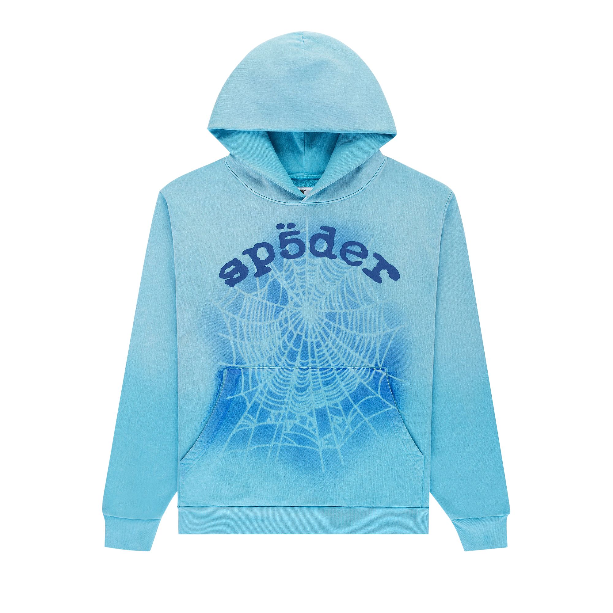 Pre-owned Sp5der Og Web V2 Spray Hoodie 'light Blue' | Men's Size L