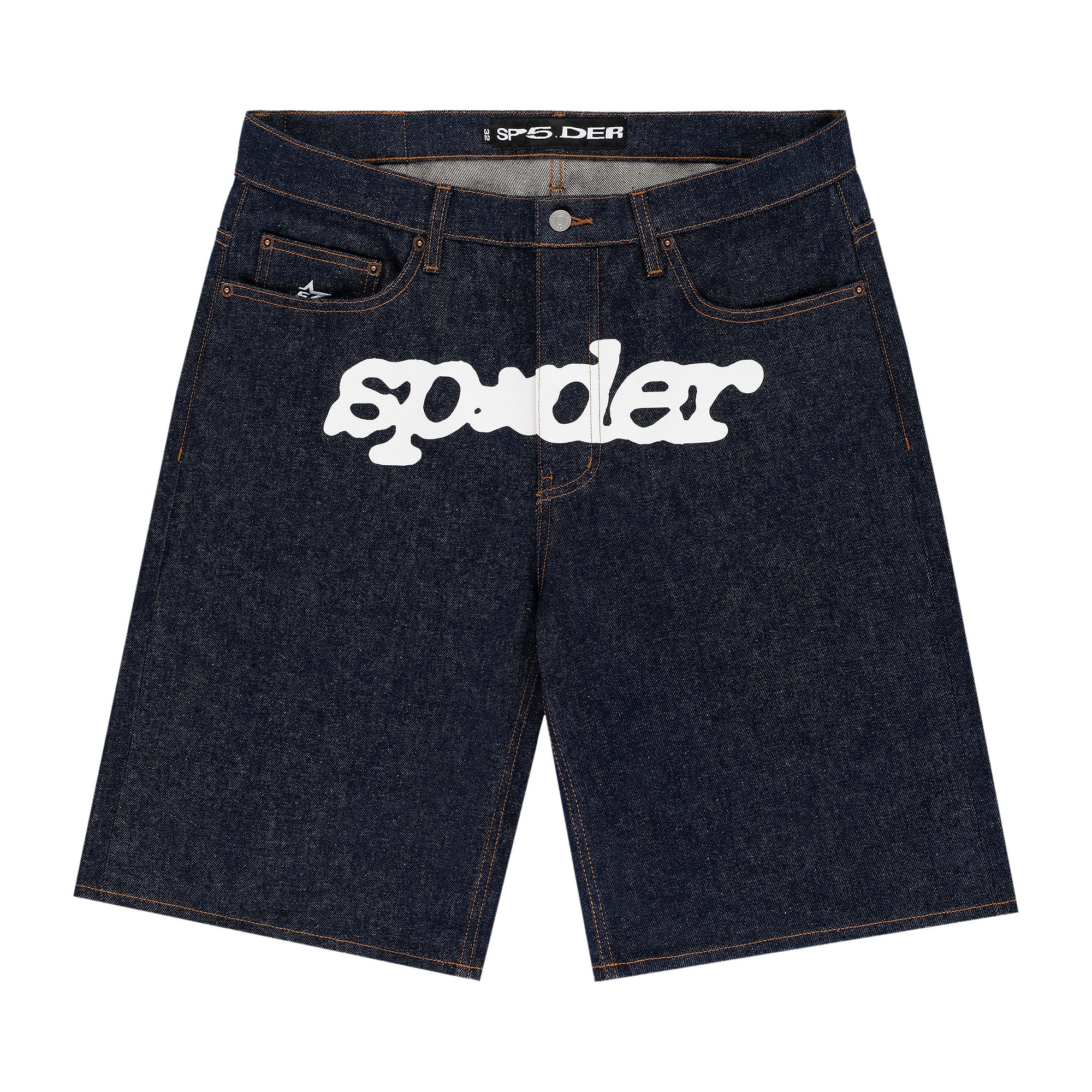 Pre-owned Sp5der V3 Logo Denim Short 'indigo Denim' | Blue | Men's Size 34