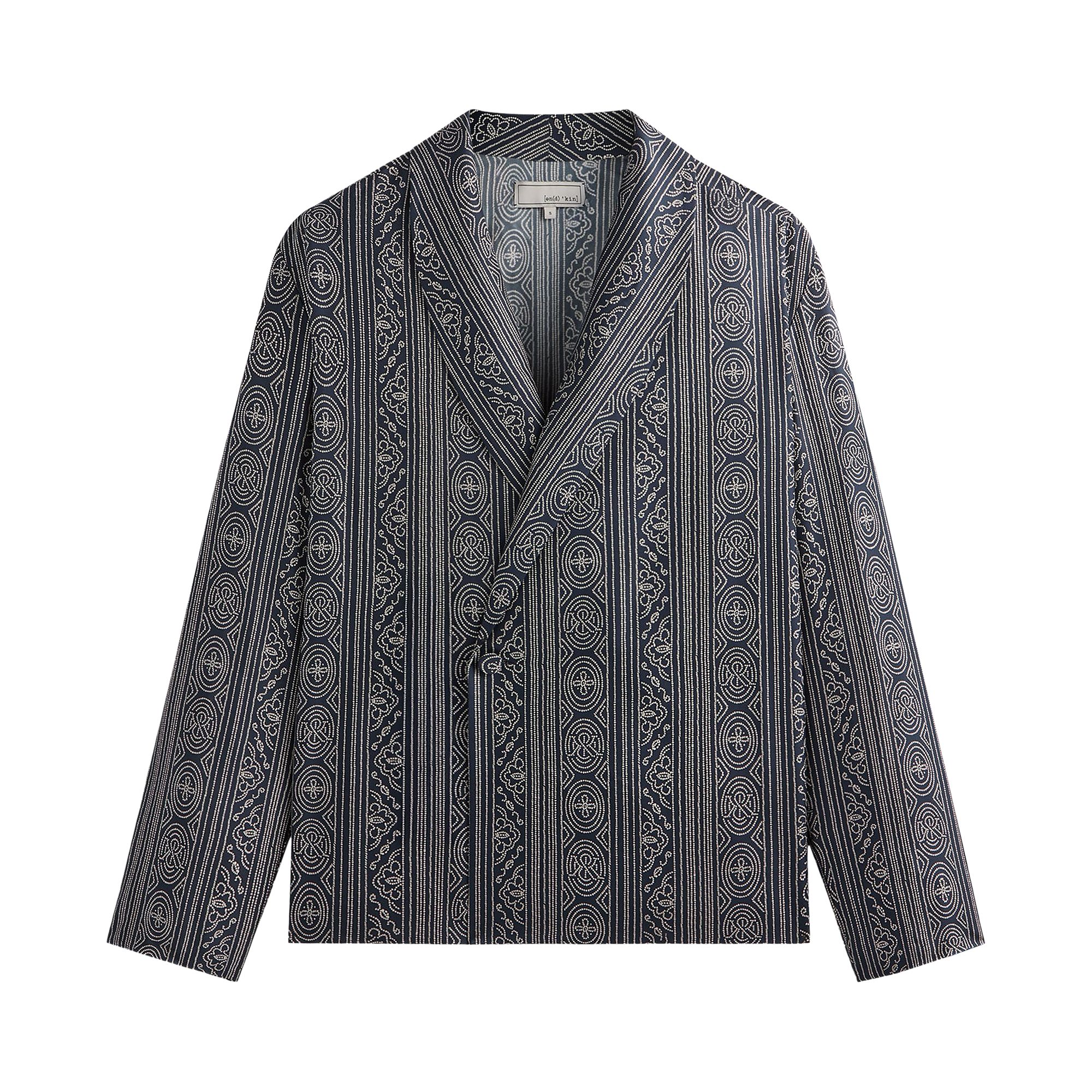 Pre-owned Kith & Kin Batik Stripe Long-sleeve Thompson Crossover Shirt 'nocturnal' | Black | Men's Size Xxl