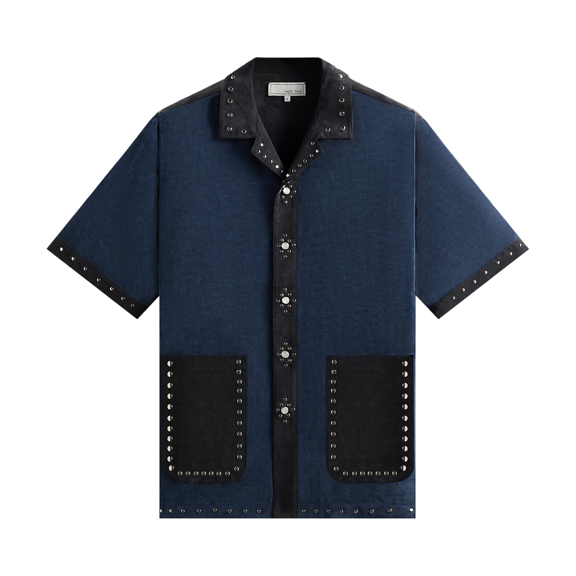 Pre-owned Kith & Kin Sawyer Short-sleeve Camp Collar Shirt 'nocturnal' | Blue | Men's Size S