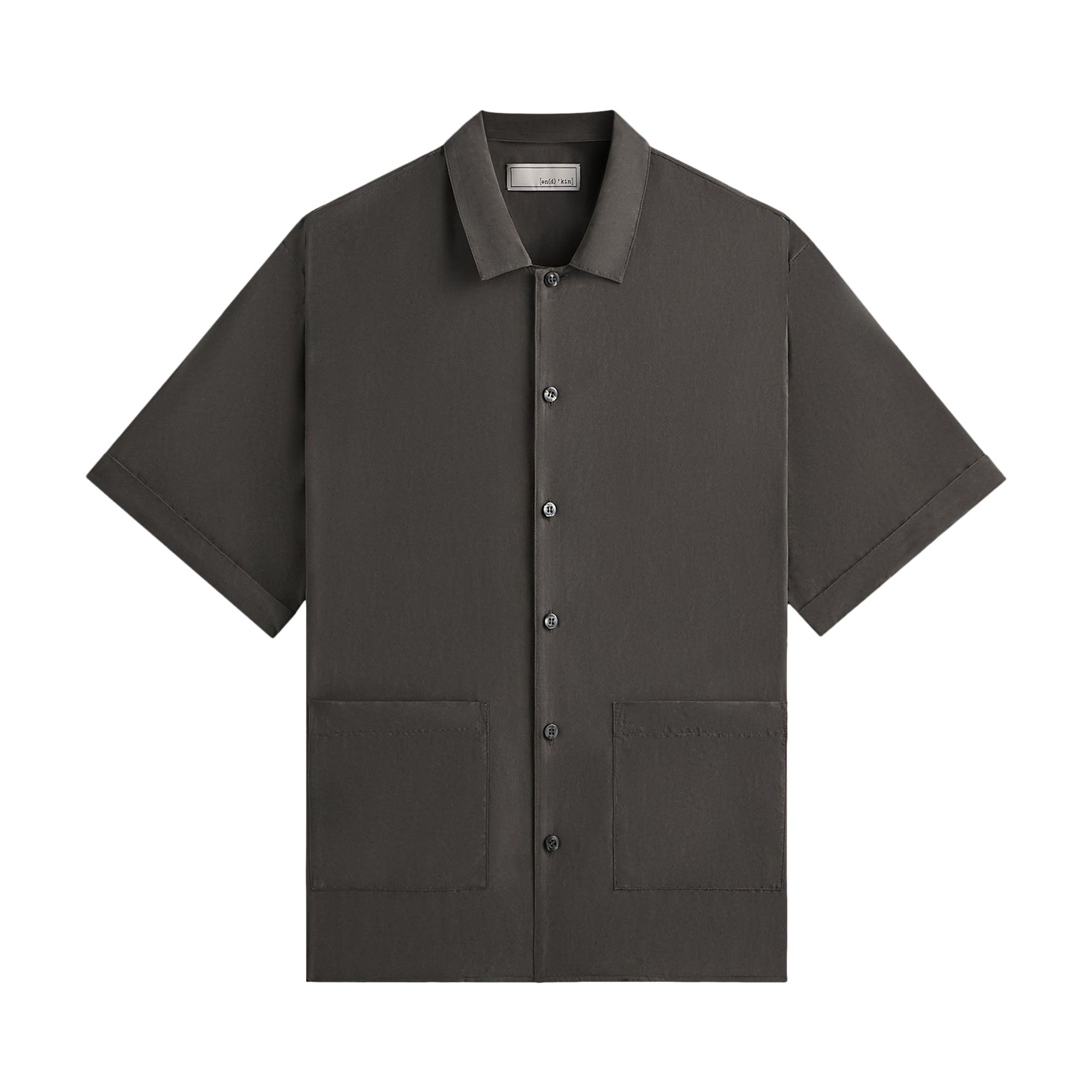 Pre-owned Kith & Kin Silk Habotai Short-sleeve Reade Shirt 'somber' | Black | Men's Size Xs